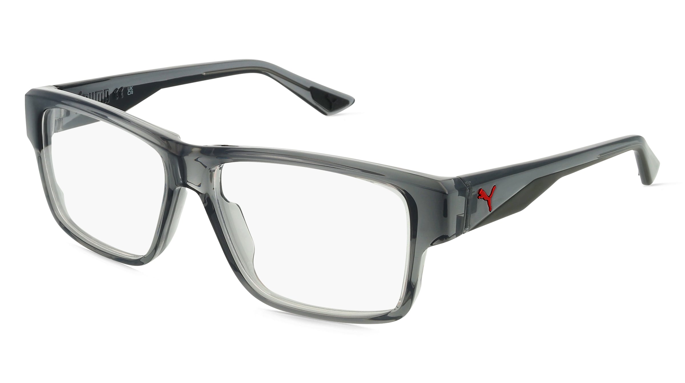 Puma PU0408O Unisex-Brille inkl. Gläser Vollrand Quadratisch Kunststoff-Gestell 57/14/145, Grau