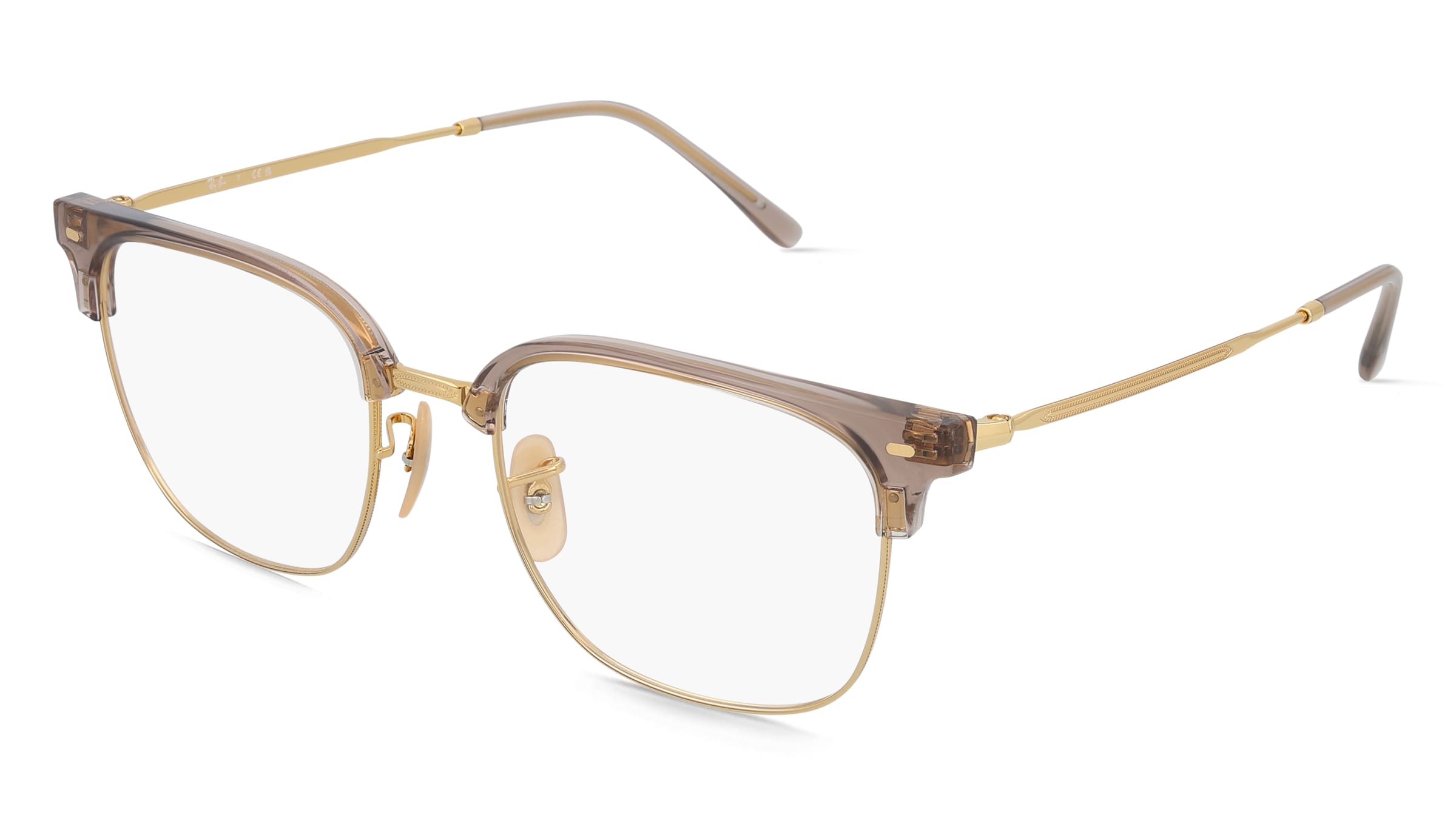 Ray-Ban 0RX7216 NEW CLUBMASTER Unisex-Brille inkl. Gläser Vollrand Quadratisch Kunststoff-Gestell 53/20/145, Beige