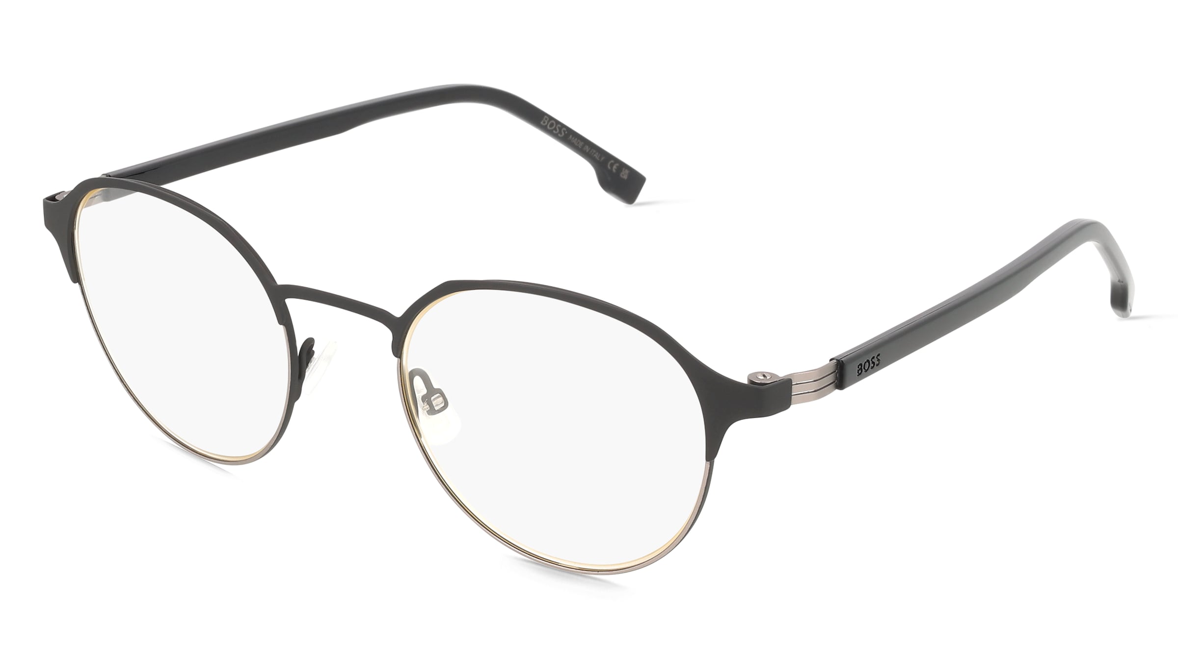 Boss 1638 Herren-Brille inkl. Gläser Vollrand Panto Metall-Gestell 50/21/150, Schwarz