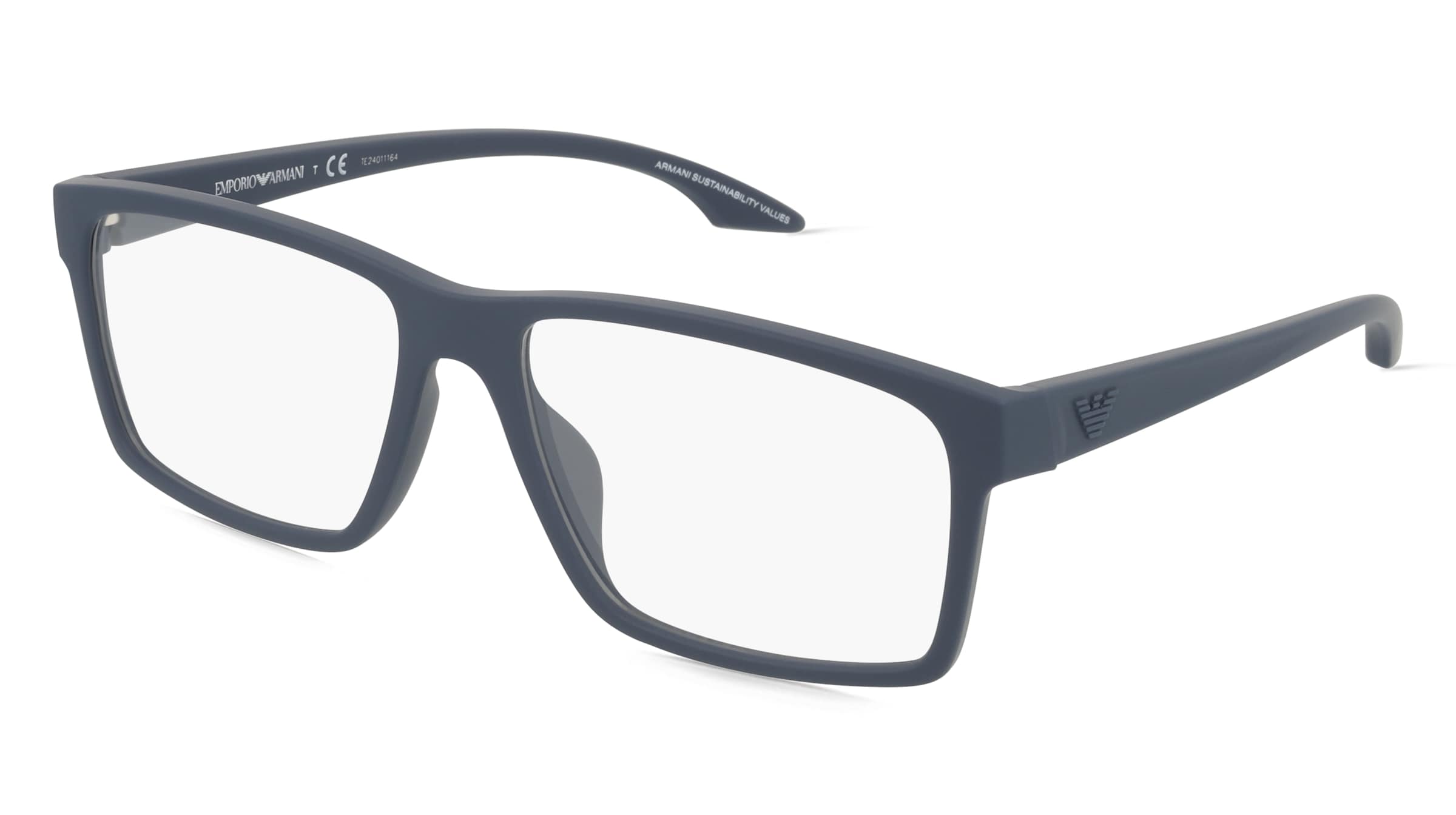 Emporio Armani EA3210U Herren-Brille inkl. Gläser Vollrand Quadratisch Kunststoff-Gestell 57/16/145, Blau