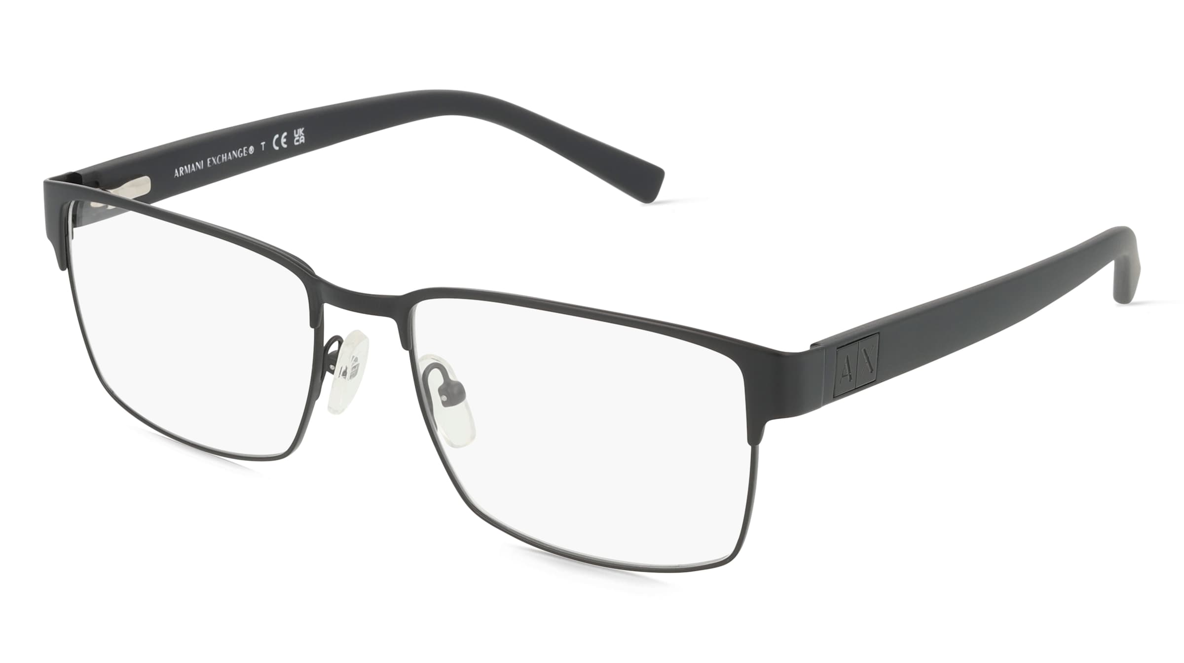 Armani Exchange AX1019 Herren-Brille inkl. Gläser Vollrand Quadratisch Metall-Gestell 54/17/140, Schwarz