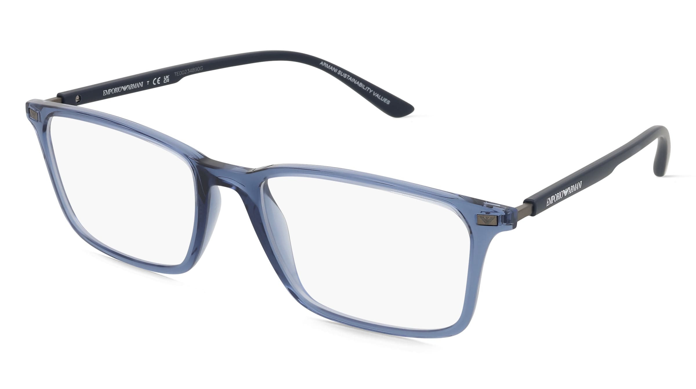 Emporio Armani 0EA3237 Herren-Brille inkl. Gläser Vollrand Quadratisch Kunststoff-Gestell 55/18/145, Blau