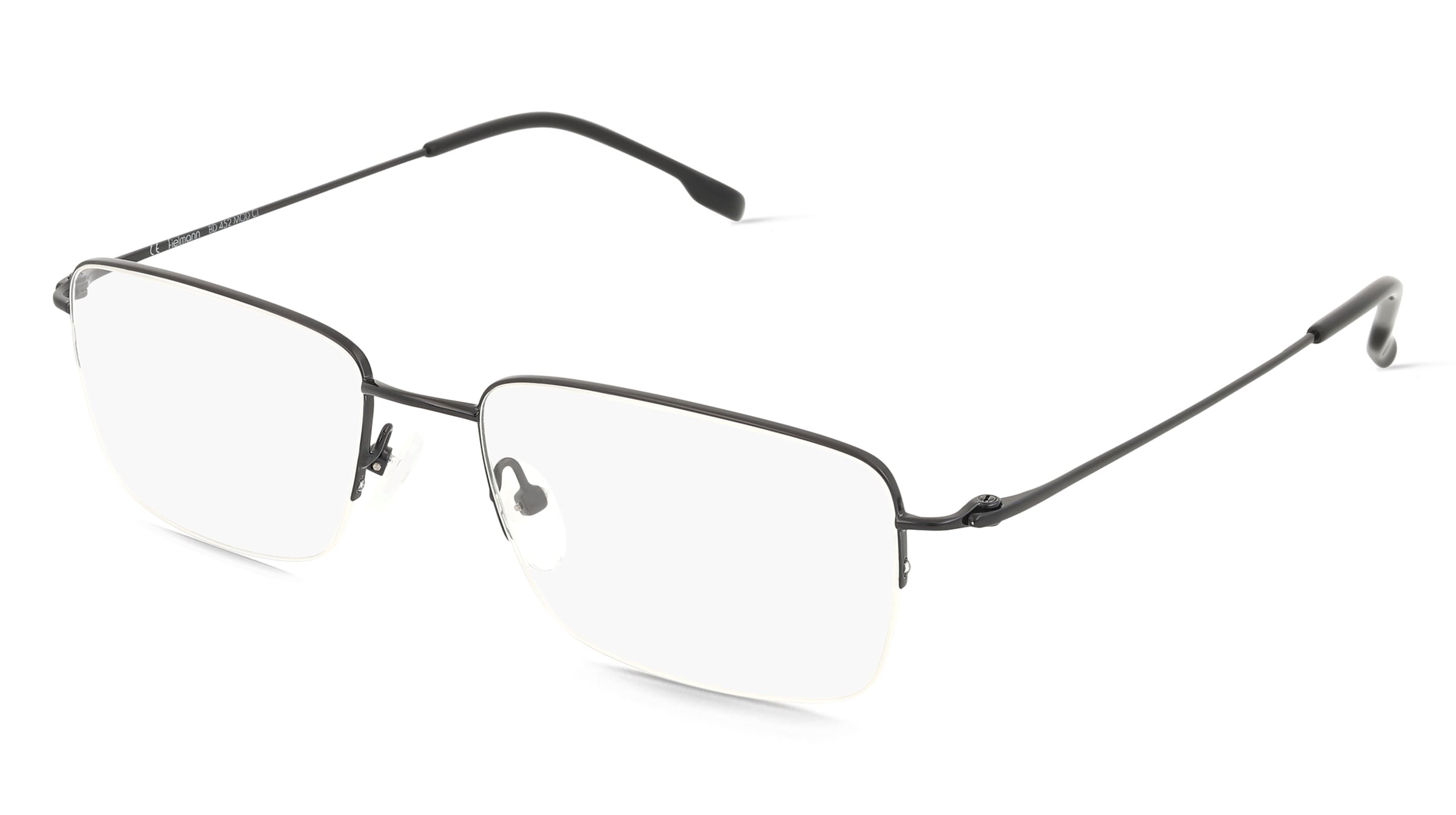 Fielmann BD 452 MOD CL Herren-Brille inkl. Gläser Halbrand Quadratisch Edelstahl-Gestell 55/18/145, Schwarz