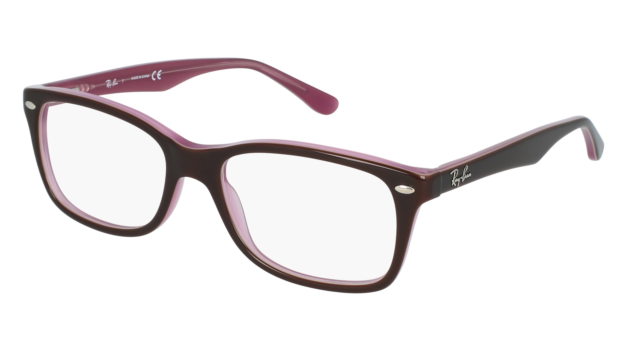 Ray-Ban RB 5228 Unisex-Brille inkl. Gläser Vollrand Quadratisch Kunststoff-Gestell 50/17/135, Braun