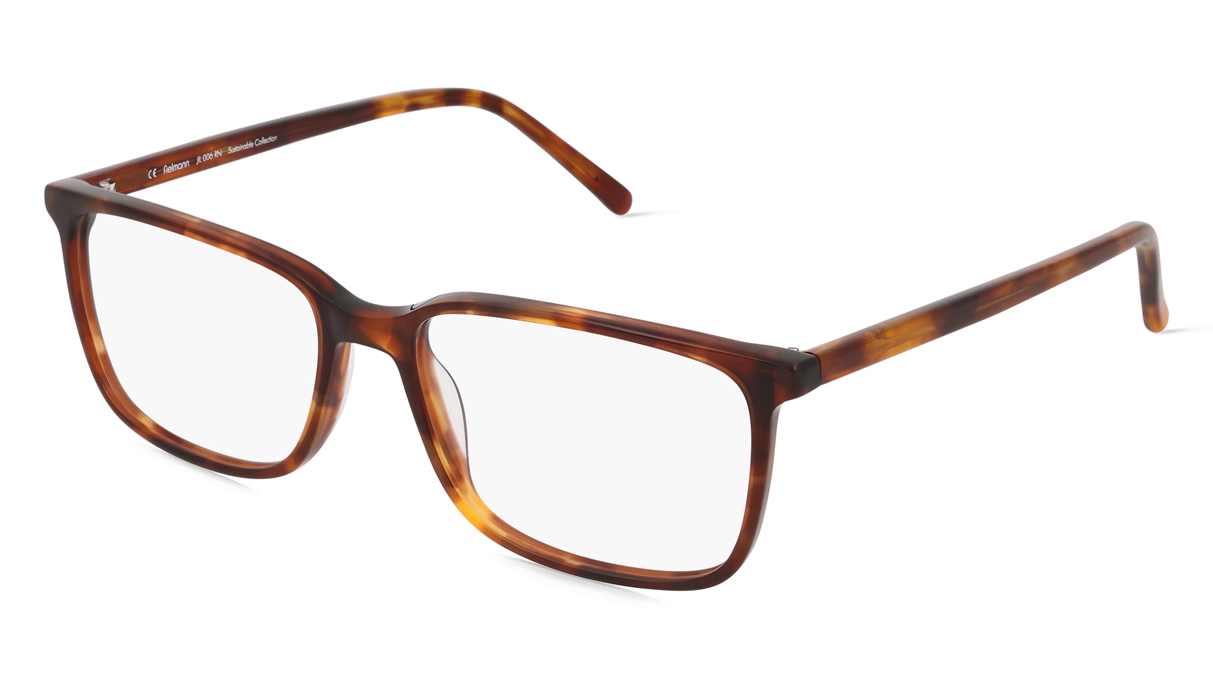 Fielmann JIL 006 RN Herren-Brille inkl. Gläser Vollrand Quadratisch Acetat-Gestell 56/17/145, Havanna