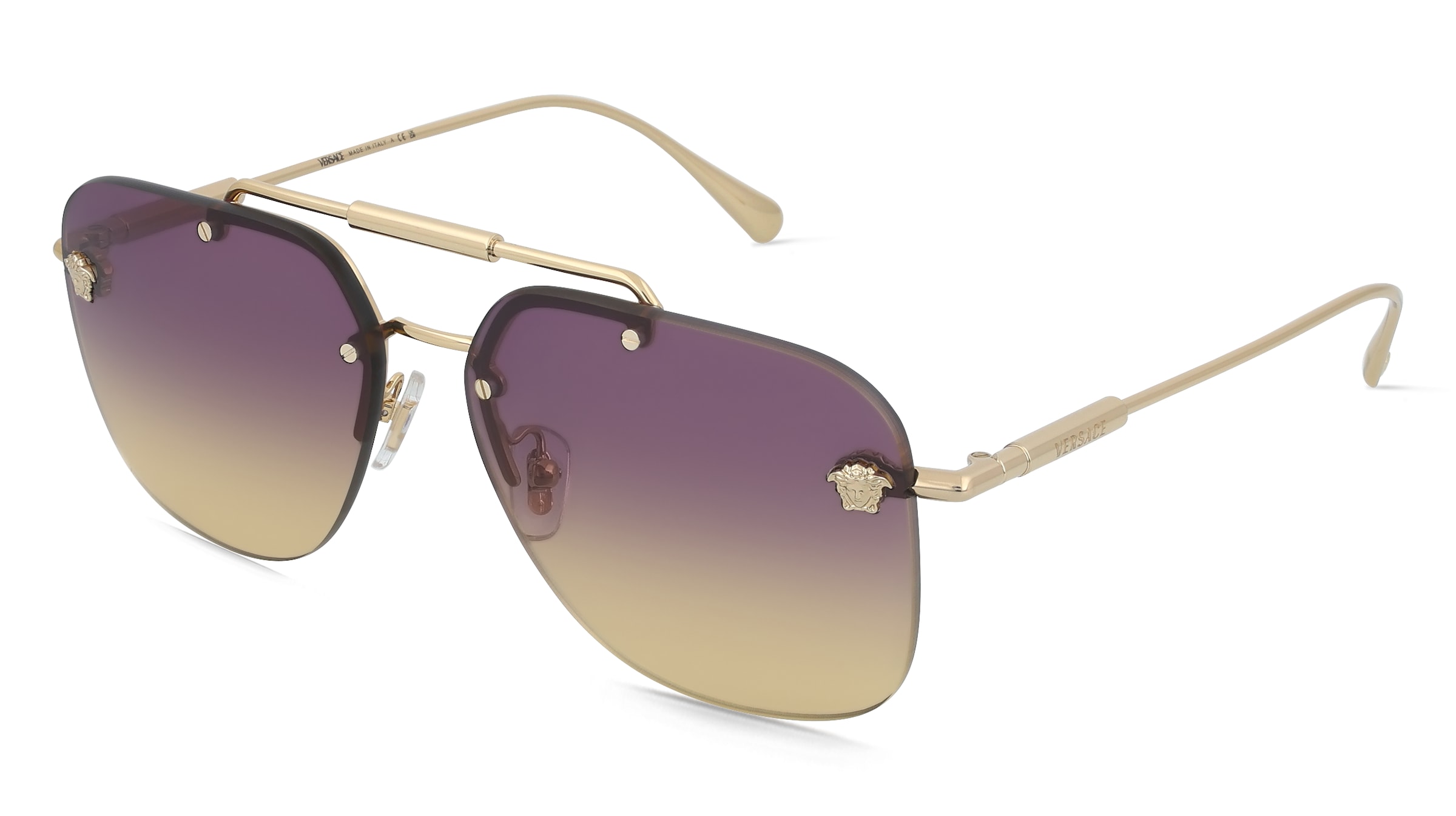 Versace VE2296 Damen-Sonnenbrille Randlos Quadratisch Metall-Gestell, Gold
