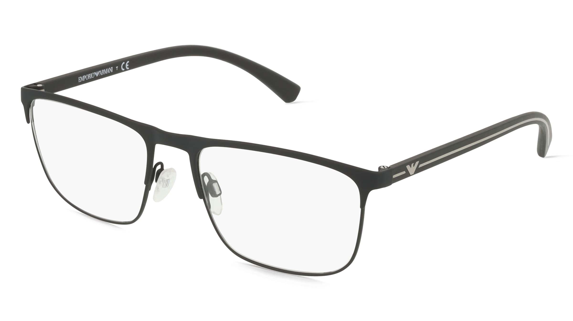 Emporio Armani EA1079 Herren-Brille inkl. Gläser Vollrand Quadratisch Metall-Gestell 55/18/140, Schwarz