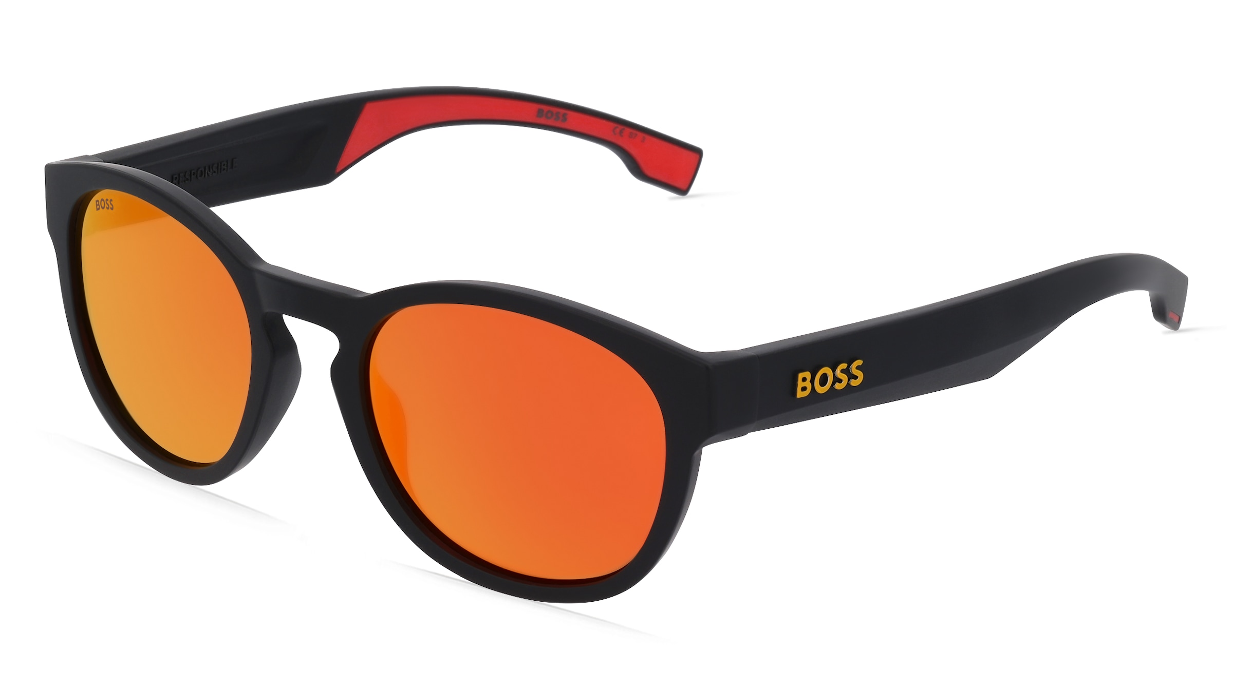 Boss 1452/S Herren-Sonnenbrille Vollrand Panto Kunststoff-Gestell, Schwarz