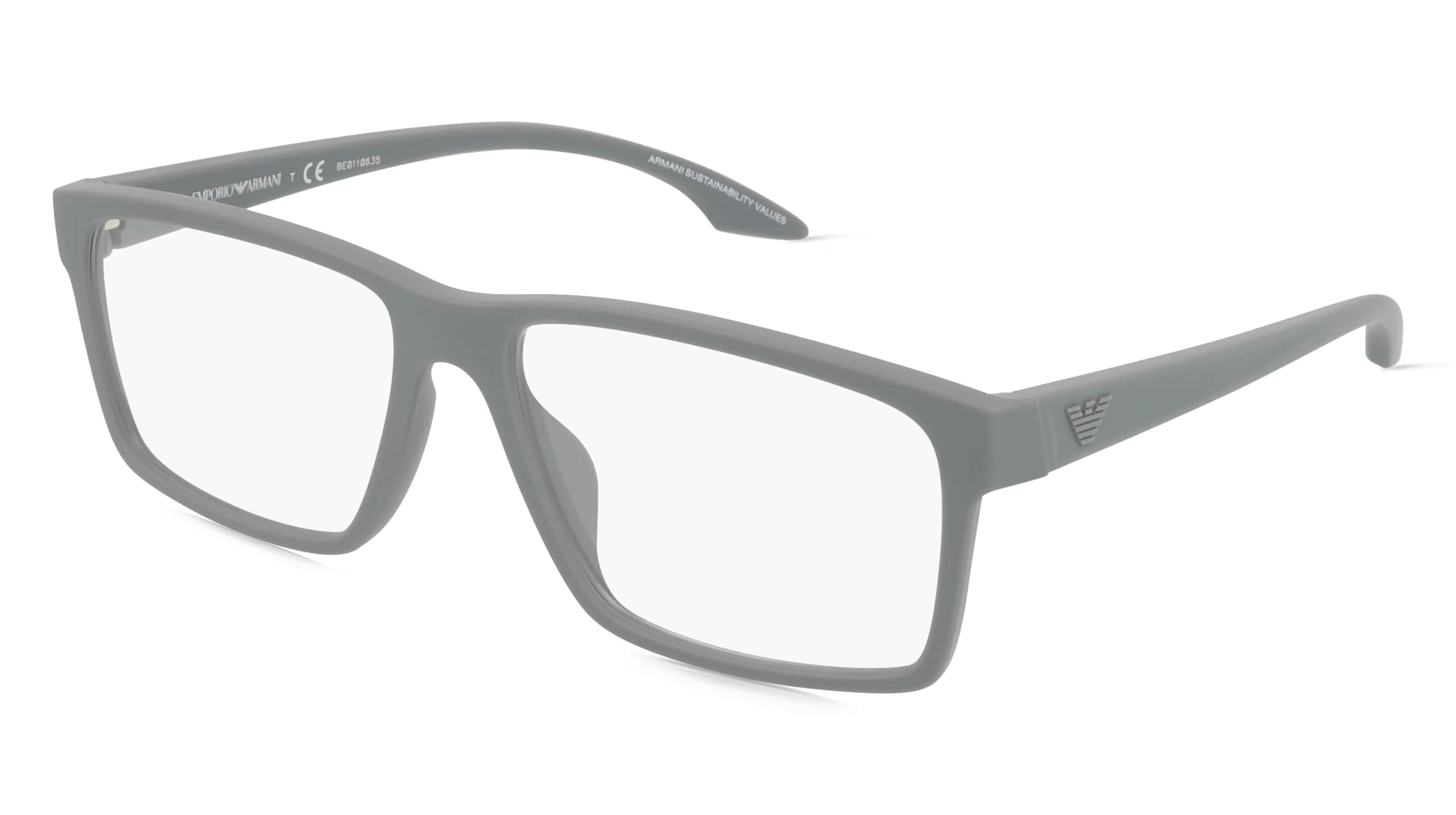 Emporio Armani EA3210U Herren-Brille inkl. Gläser Vollrand Quadratisch Kunststoff-Gestell 57/16/145, Grau