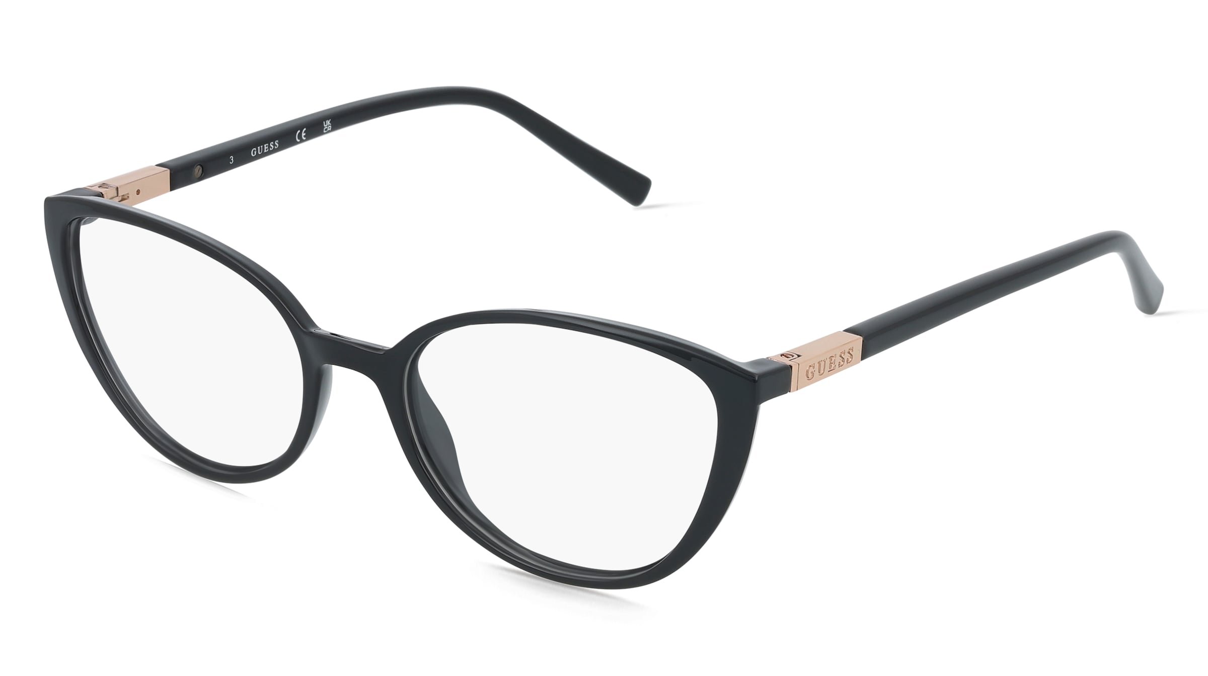 Guess GU3044 Unisex-Brille inkl. Gläser Vollrand Cat Eye Kunststoff-Gestell 52/17/145, Schwarz