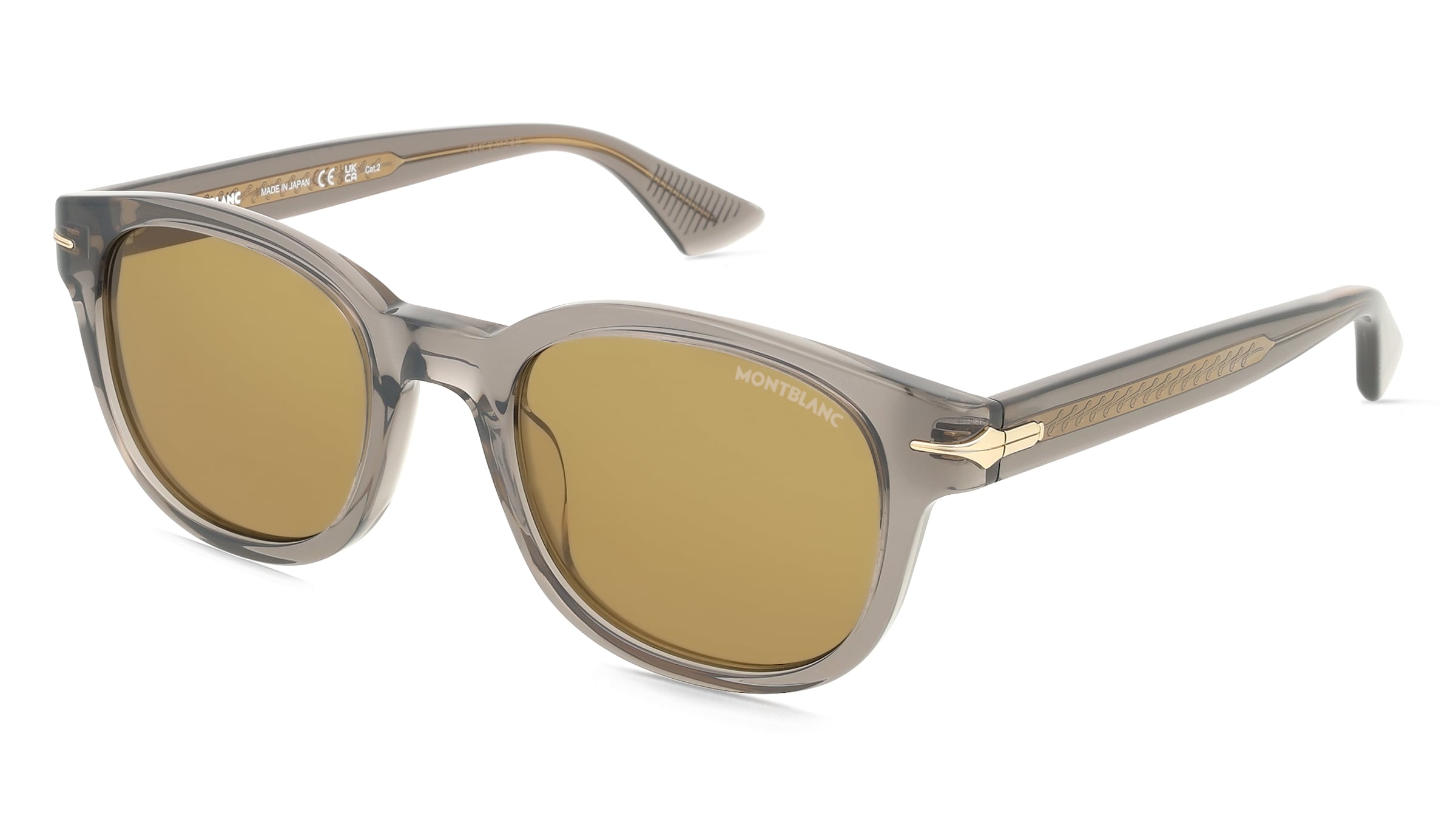 Montblanc MB0435S Herren-Sonnenbrille Vollrand Rund Acetat-Gestell, Grau