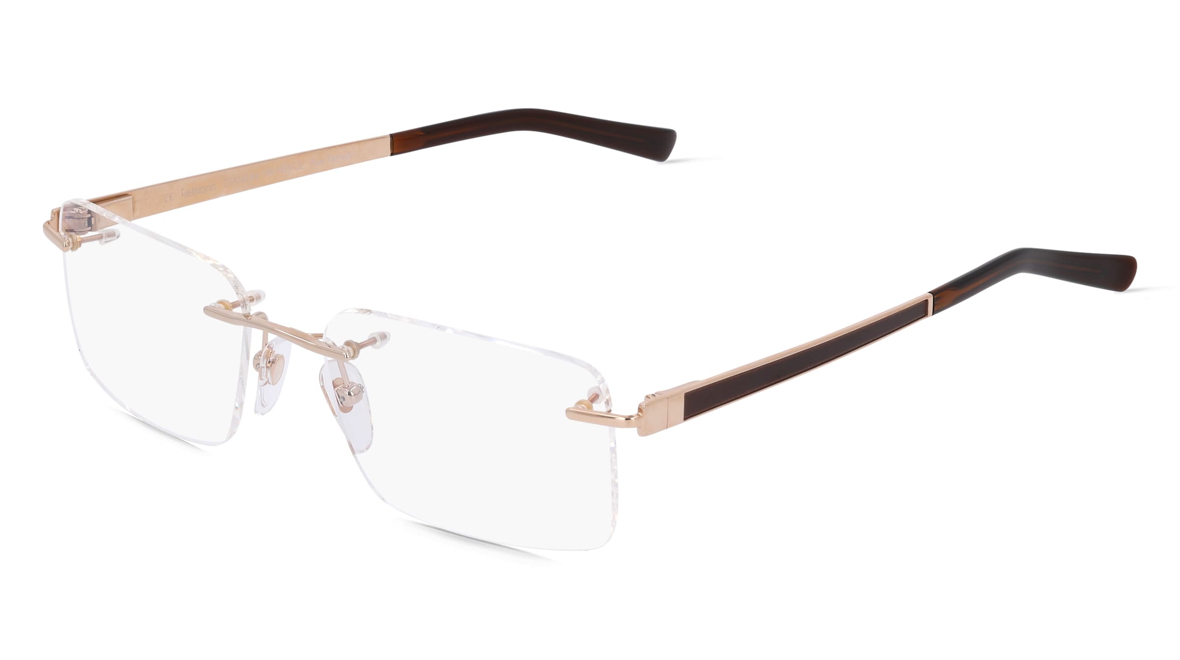 Fielmann TITANIUM 199 FLEX CL Herren-Brille inkl. Gläser Randlos Quadratisch Titan-Gestell 55/18/140, Gold