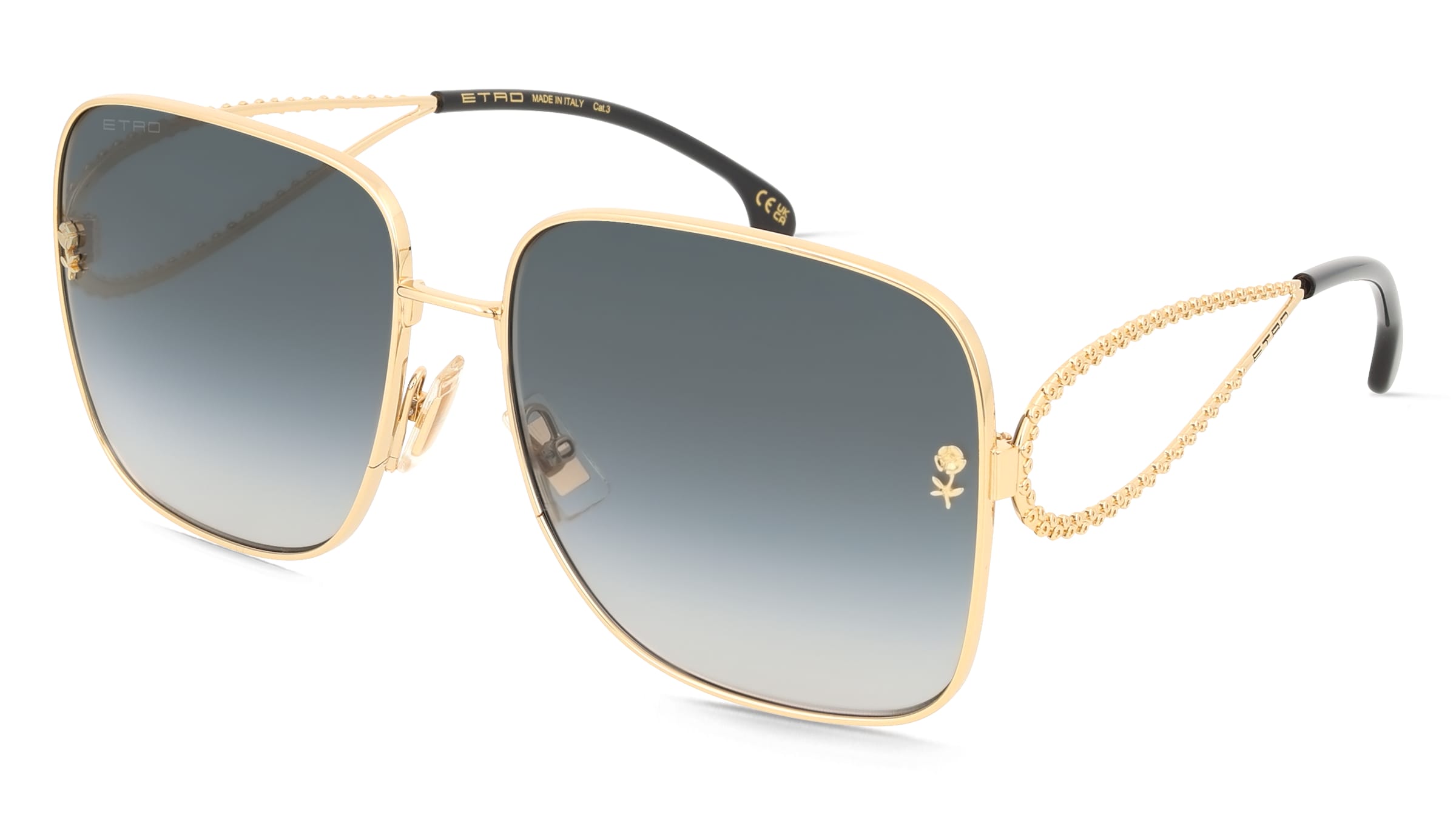 Etro 0070/S Damen-Sonnenbrille Vollrand Quadratisch Metall-Gestell, Gold