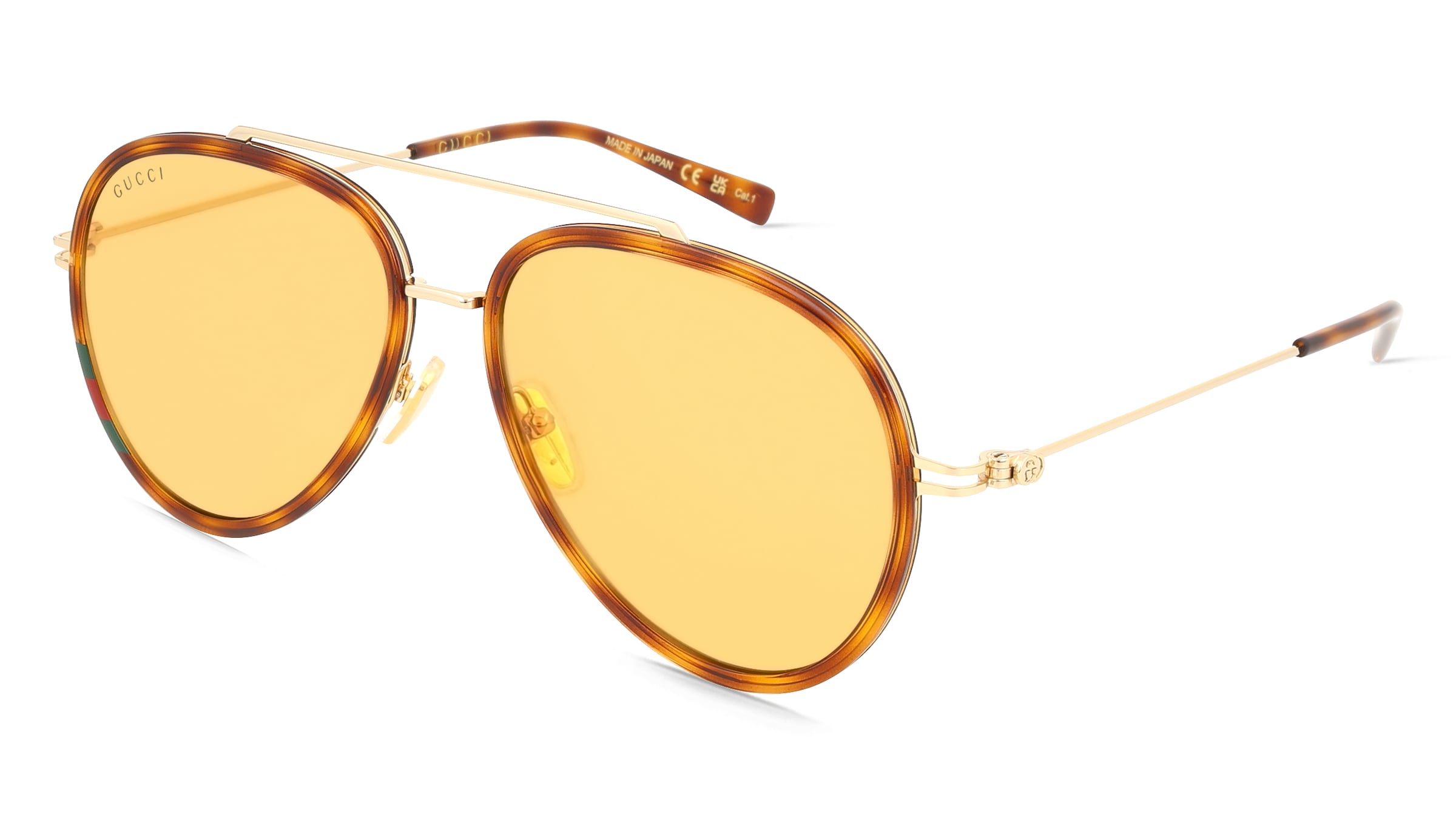 Gucci GG1981S Herren-Sonnenbrille Vollrand Pilot Kunststoff-Gestell, Havanna