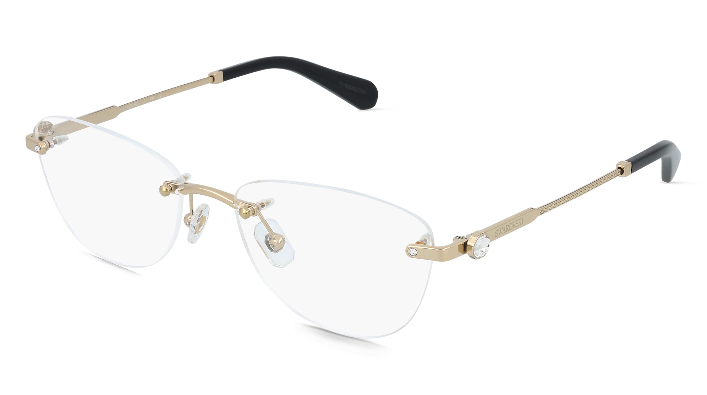 Swarovski 0SK1035D Damen-Brille inkl. Gläser Randlos Oval Metall-Gestell 55/17/140, Gold