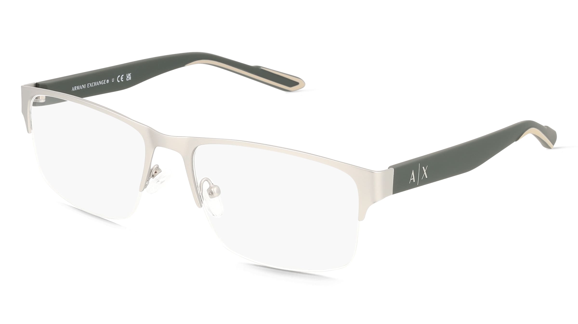 Armani Exchange AX1068 Herren-Brille inkl. Gläser Halbrand Halb Metall-Gestell 56/18/145, Grau