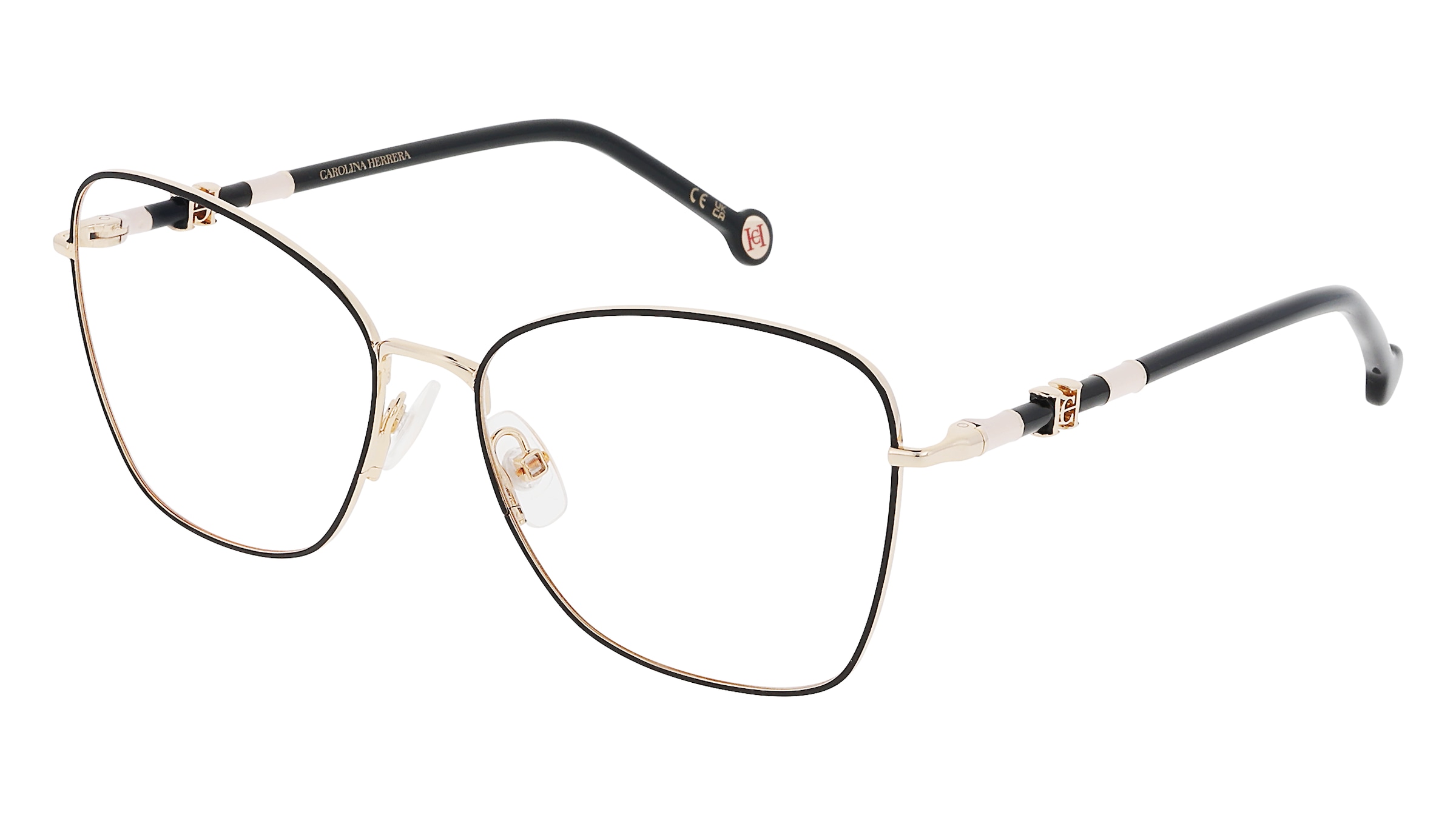 Carolina Herrera HER 0305 Unisex-Brille inkl. Gläser Vollrand Butterfly Metall-Gestell 47/16/140, Schwarz