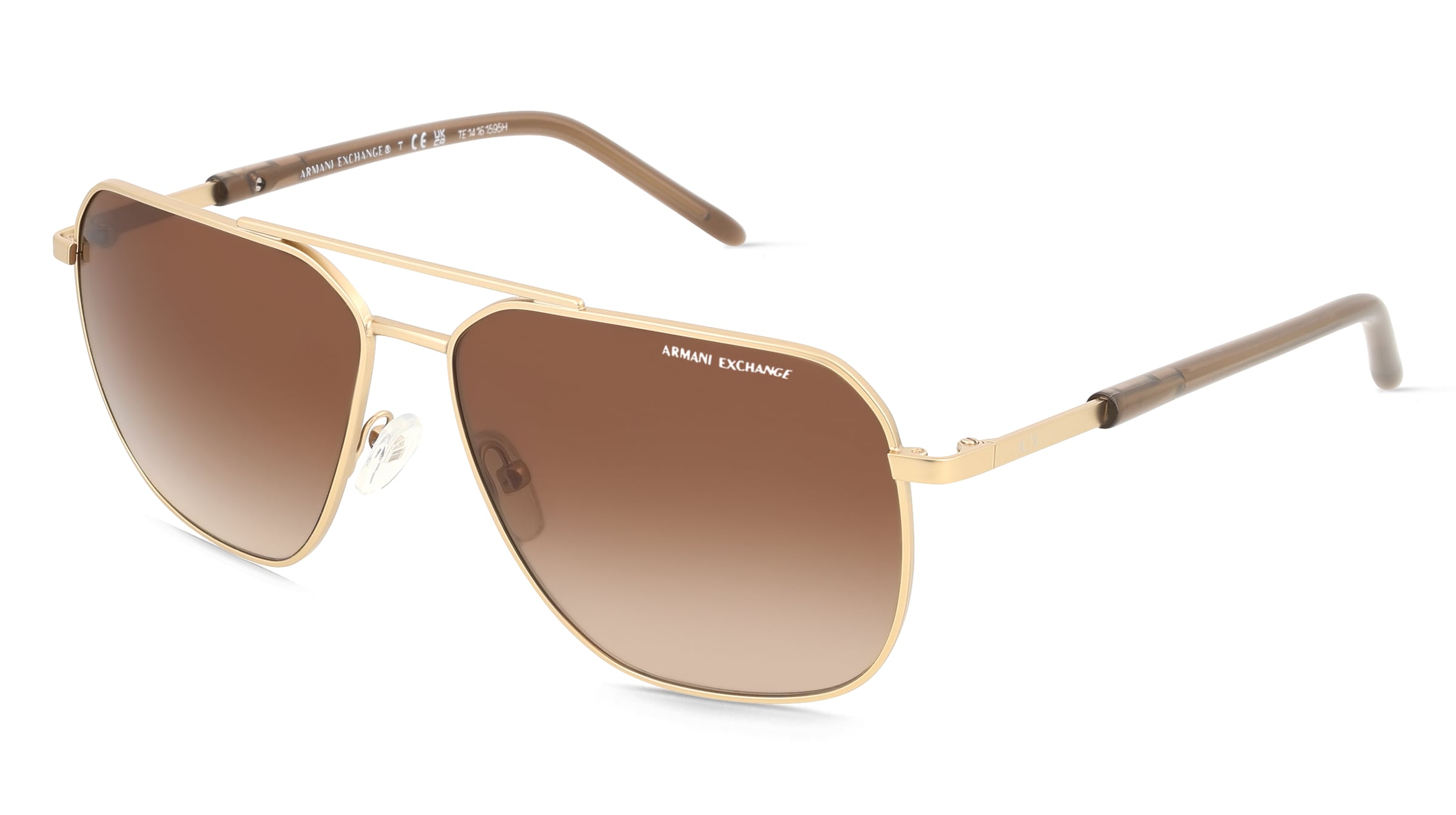 Emporio Armani 0AX2057S Herren-Sonnenbrille Vollrand Pilot Metall-Gestell, Gold