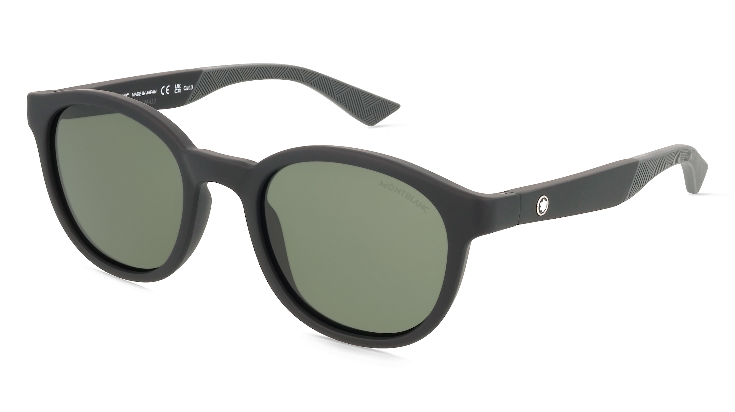 Montblanc MB0398S Herren-Sonnenbrille Vollrand Panto Kunststoff-Gestell, Schwarz