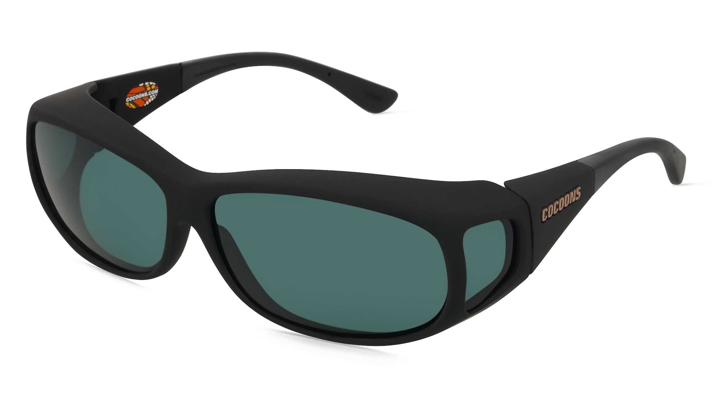 Cocoons Fitover MS Unisex-Sonnenbrille Vollrand Eckig Kunststoff-Gestell, schwarz