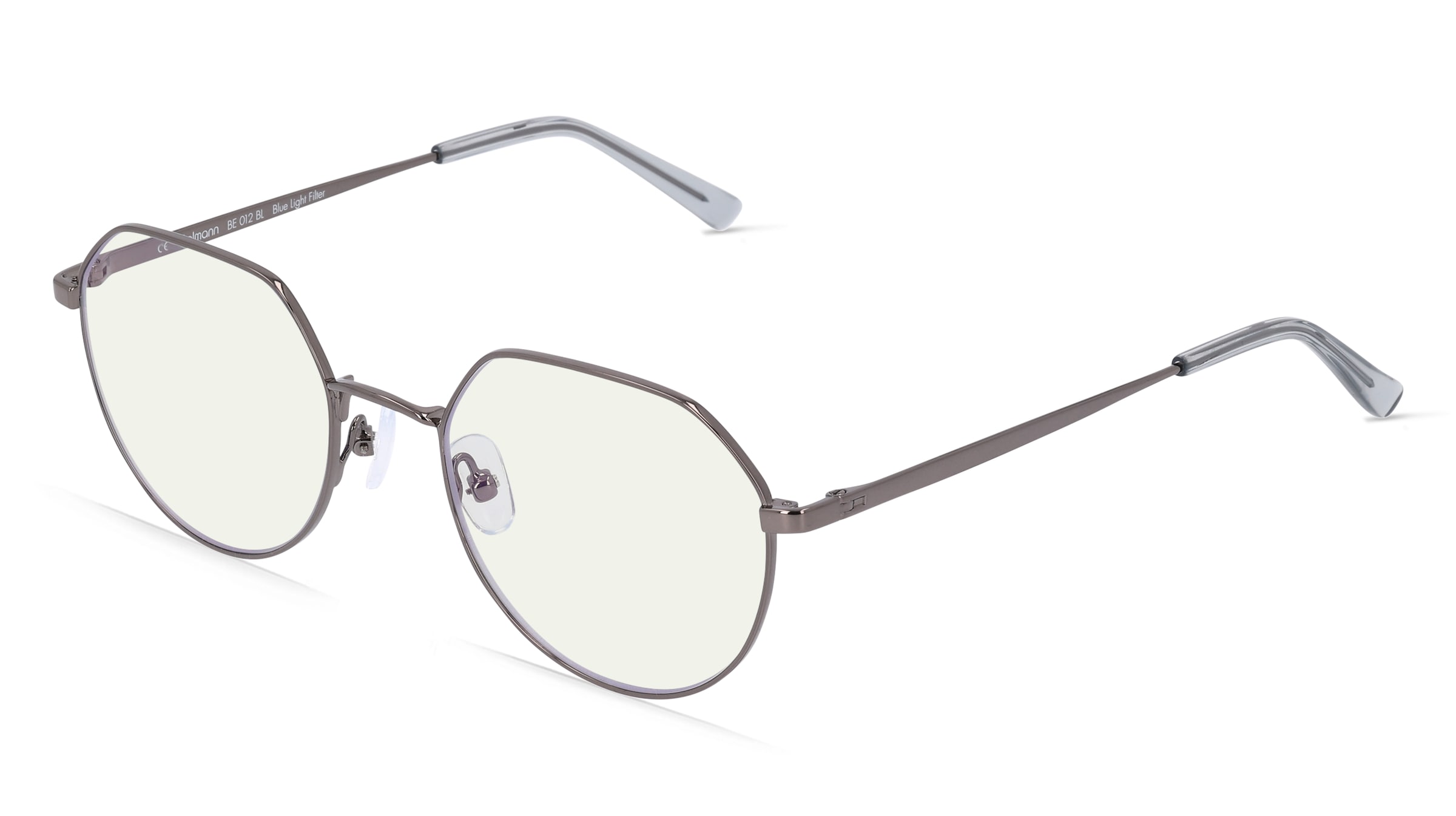 Fielmann BE 012 BL Damen-Blaulichtfilterbrille ohne Sehstärke Vollrand Quadratisch Edelstahl-Gestell, Grau