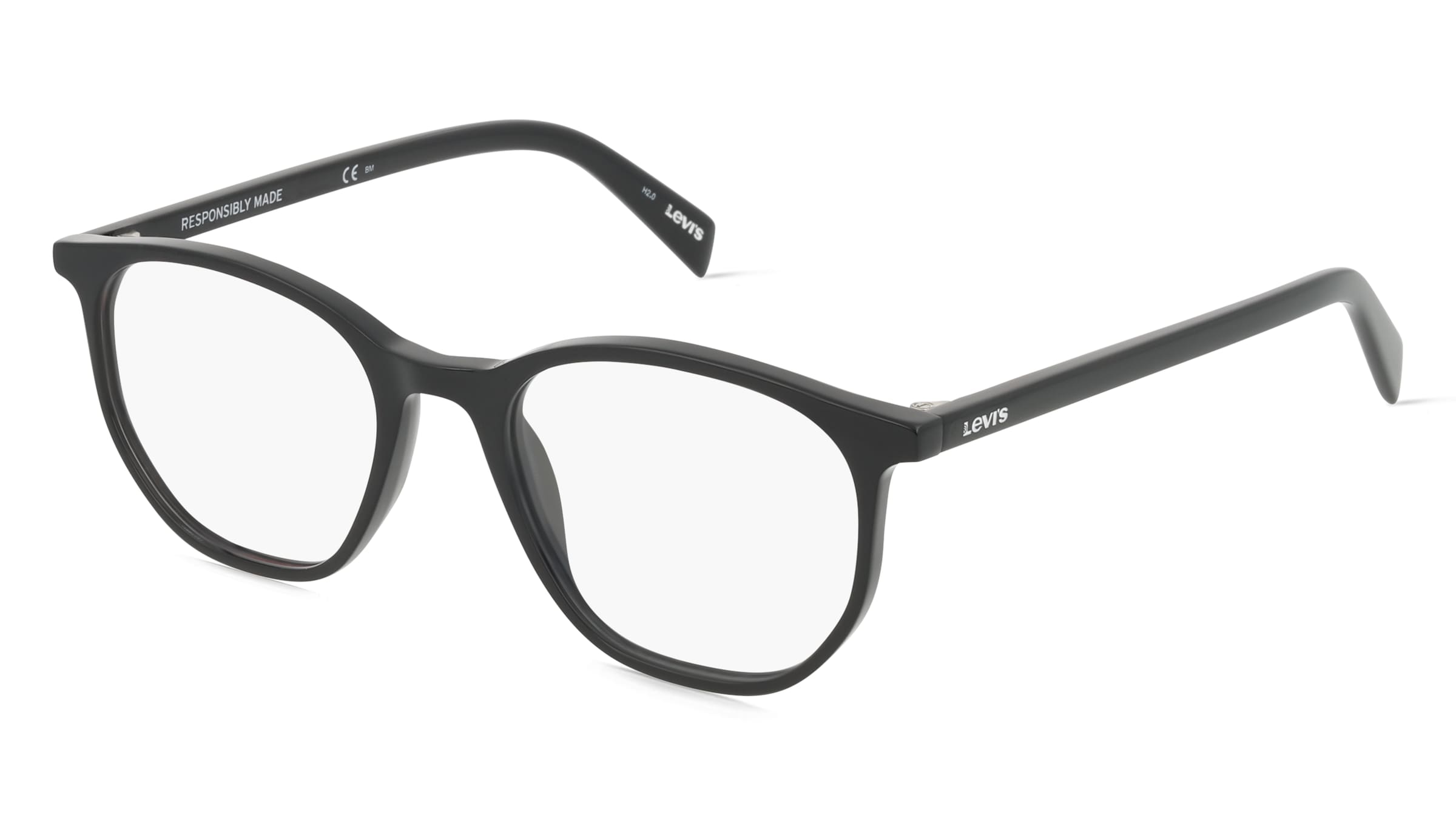 Levi's LV1002 Unisex-Brille inkl. Gläser Vollrand Quadratisch Kunststoff-Gestell 51/19/150, Schwarz