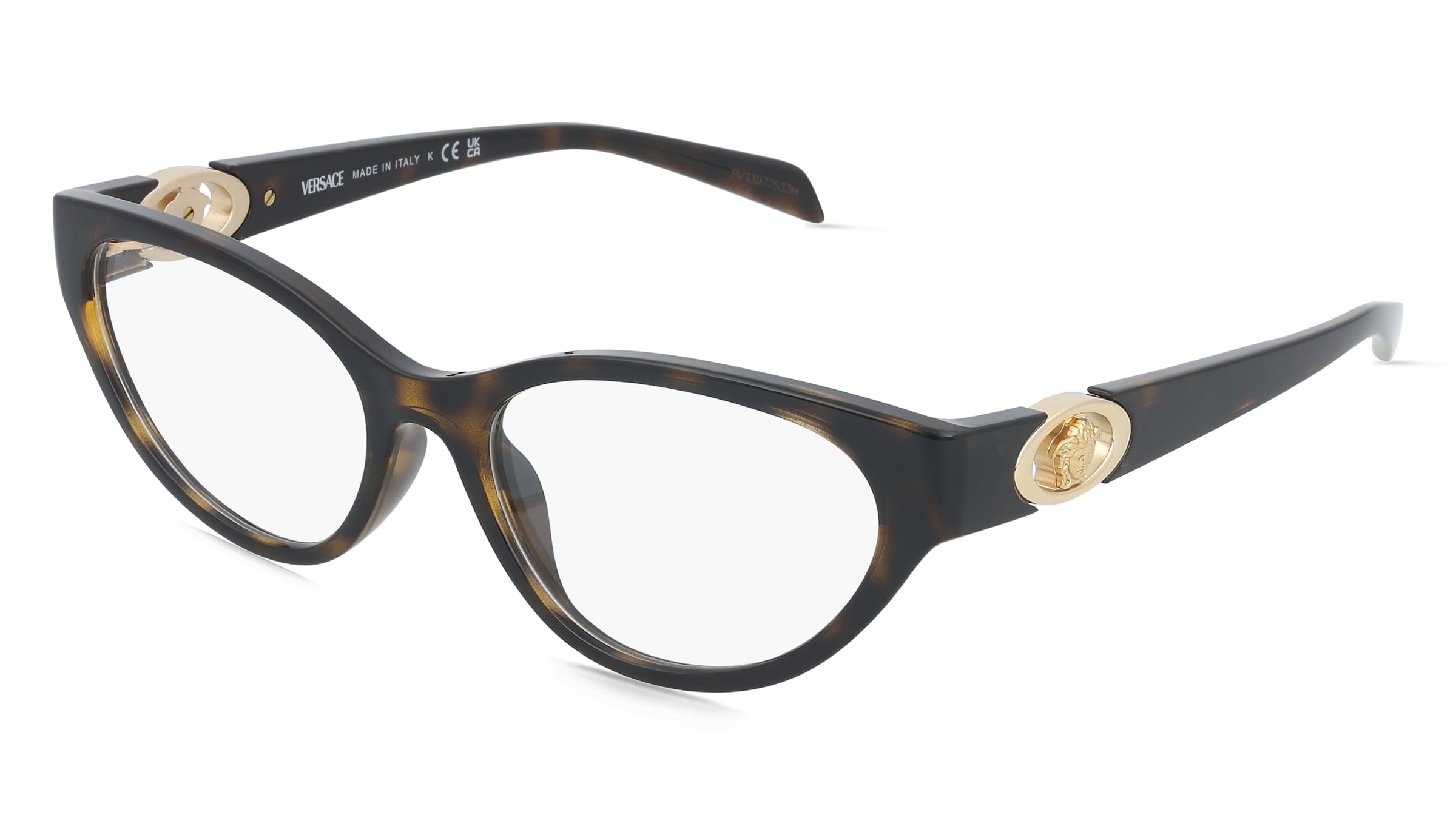 Versace VE3372U Damen-Brille inkl. Gläser Vollrand Cat Eye Kunststoff-Gestell 54/17/140, Havanna