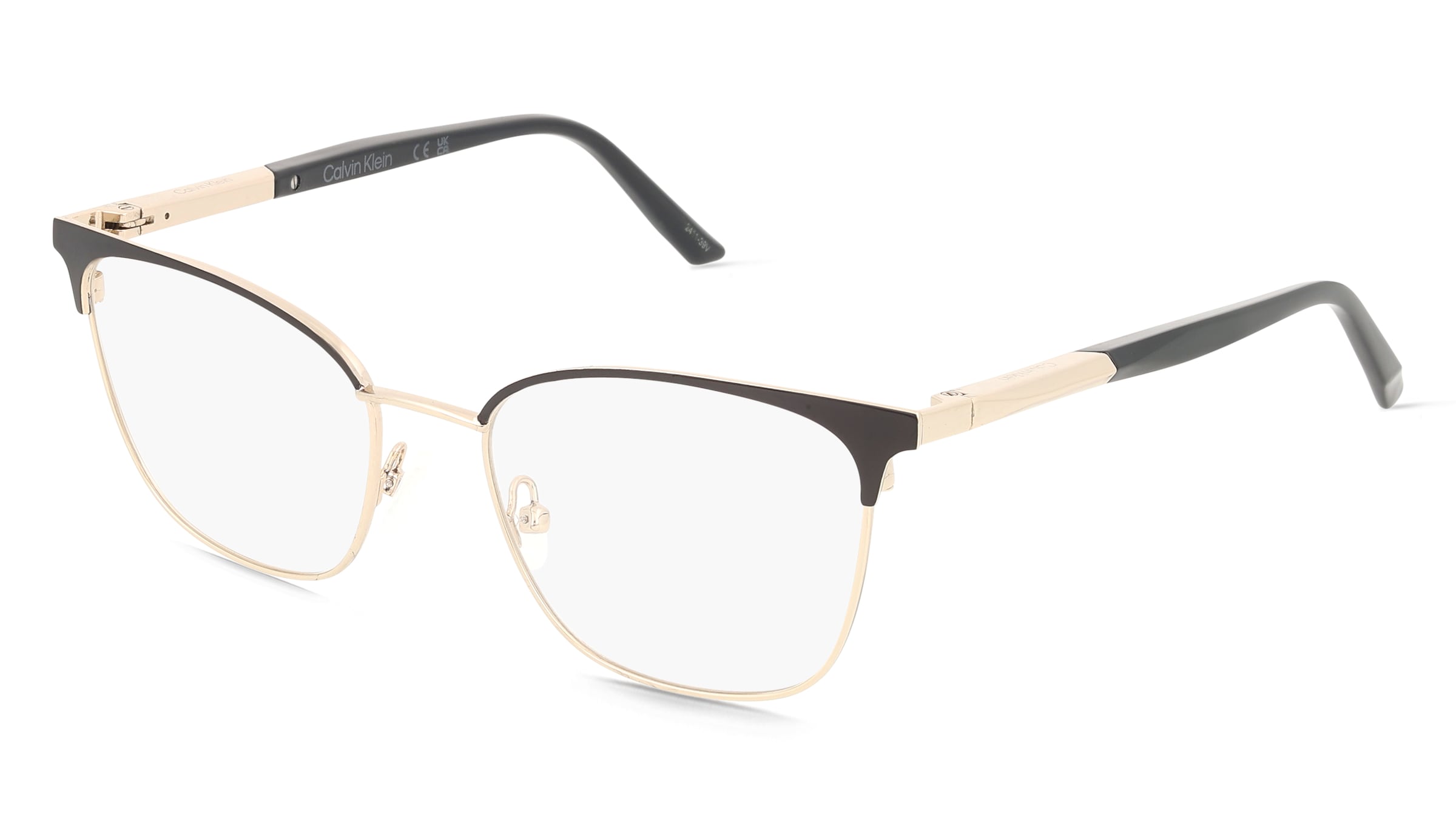 Calvin Klein CK25105 Damen-Brille inkl. Gläser Vollrand Cat Eye Metall-Gestell 52/18/145, Schwarz