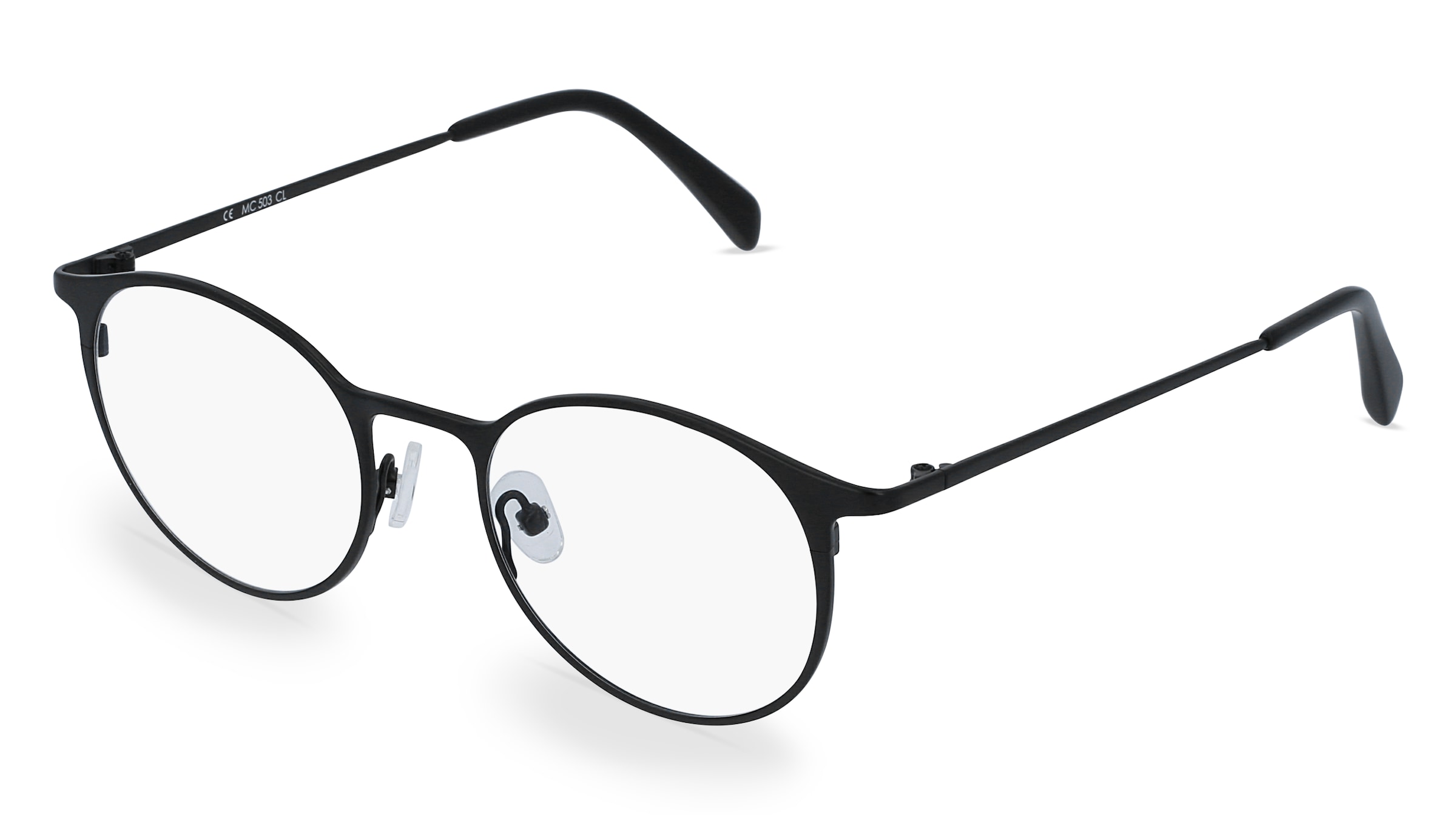 Fielmann MC 503 CL Unisex-Brille inkl. Gläser Vollrand Panto Edelstahl-Gestell 47/19/130, Schwarz