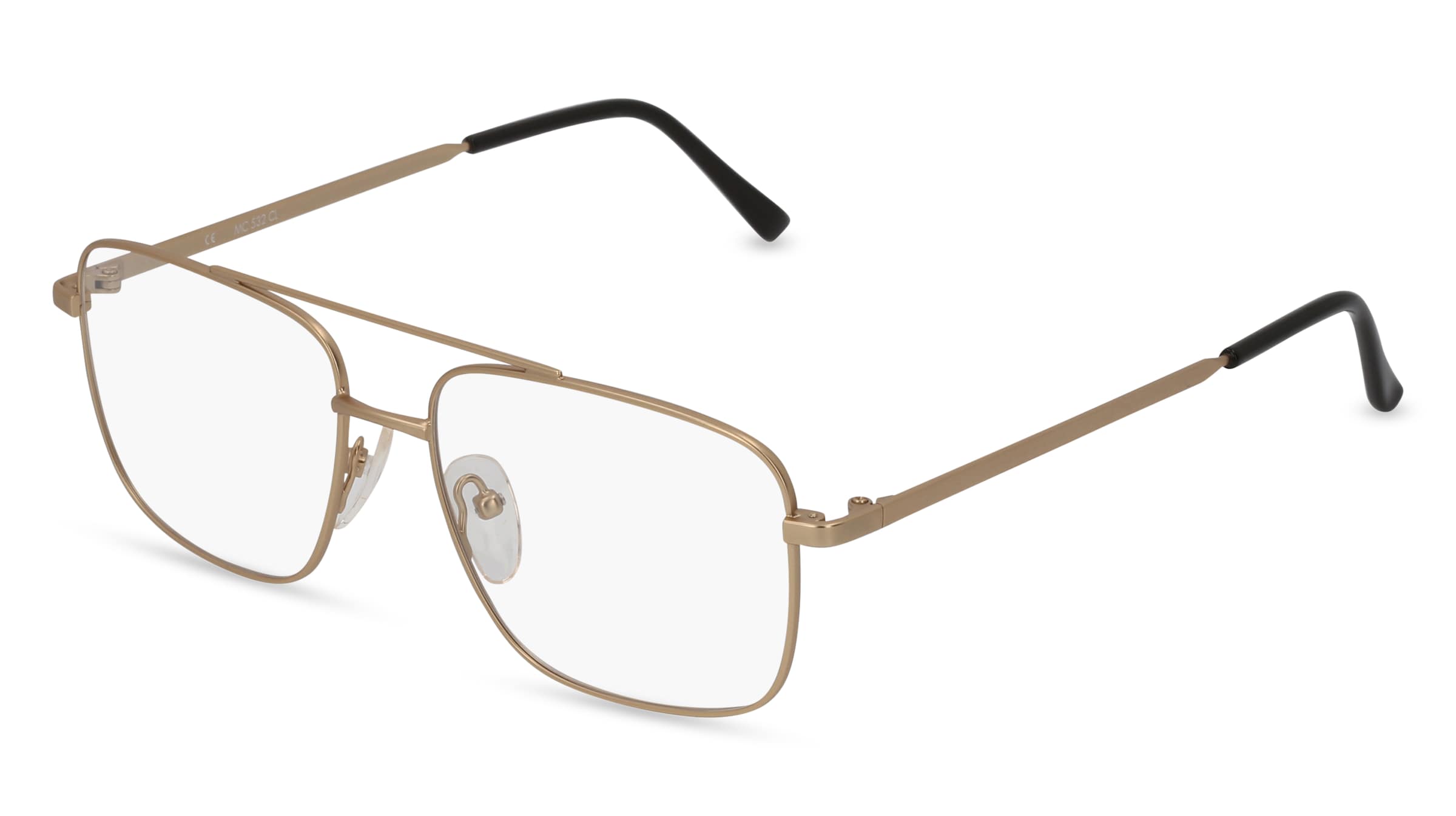 Fielmann MC 532 CL Herren-Brille inkl. Gläser Vollrand Quadratisch Edelstahl-Gestell 55/16/145, Gold