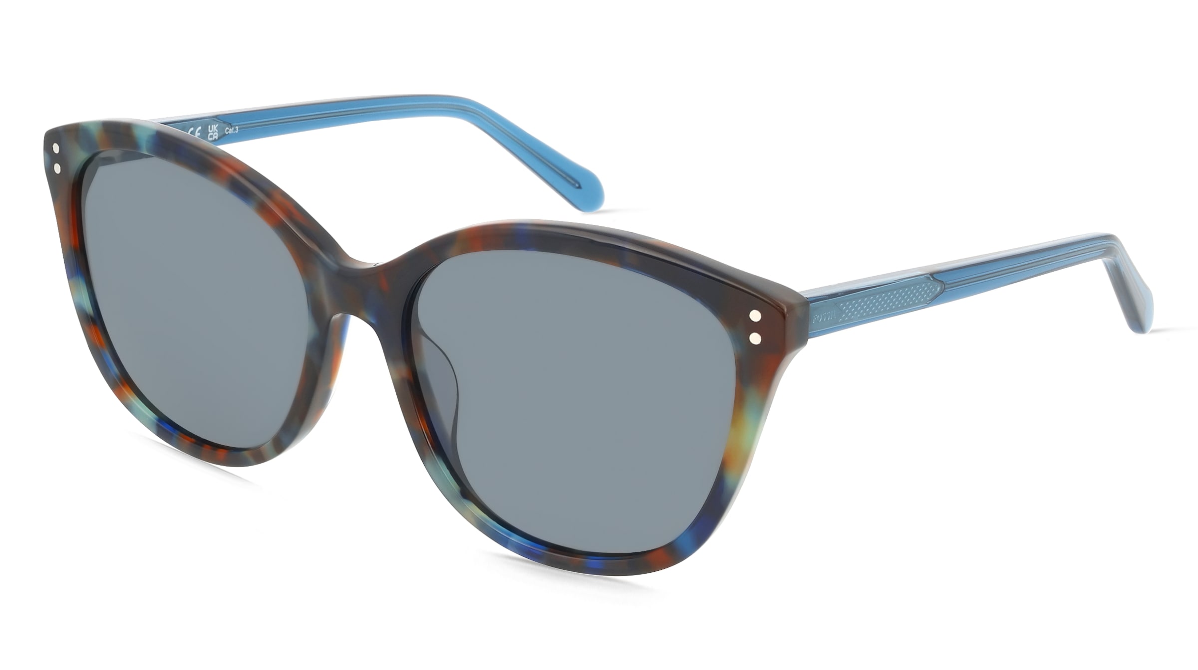 Fossil 207354 Damen-Sonnenbrille Vollrand Cat Eye Acetat-Gestell, Havanna