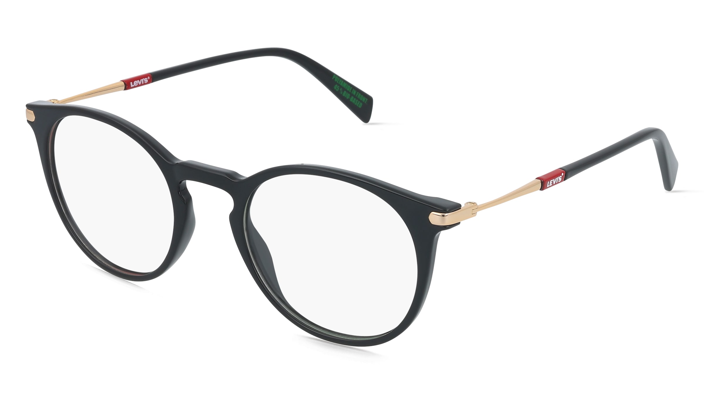 Levi’s LV 1089 Damen-Brille inkl. Gläser Vollrand Panto Kunststoff-Gestell 49/21/140, Schwarz