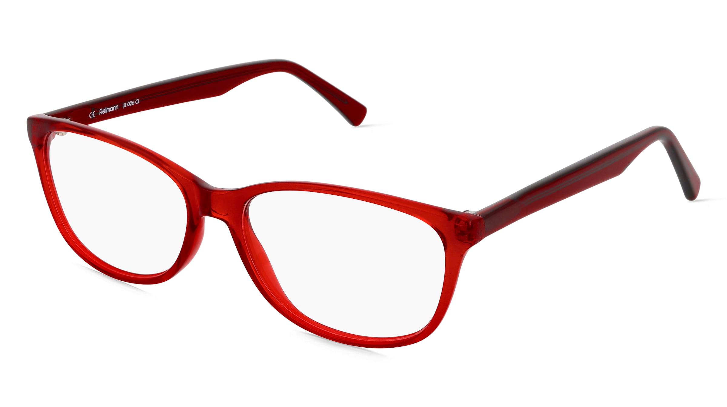 Fielmann JIL 026 CL Damen-Brille inkl. Gläser Vollrand Oval Acetat-Gestell 55/16/140, Rot