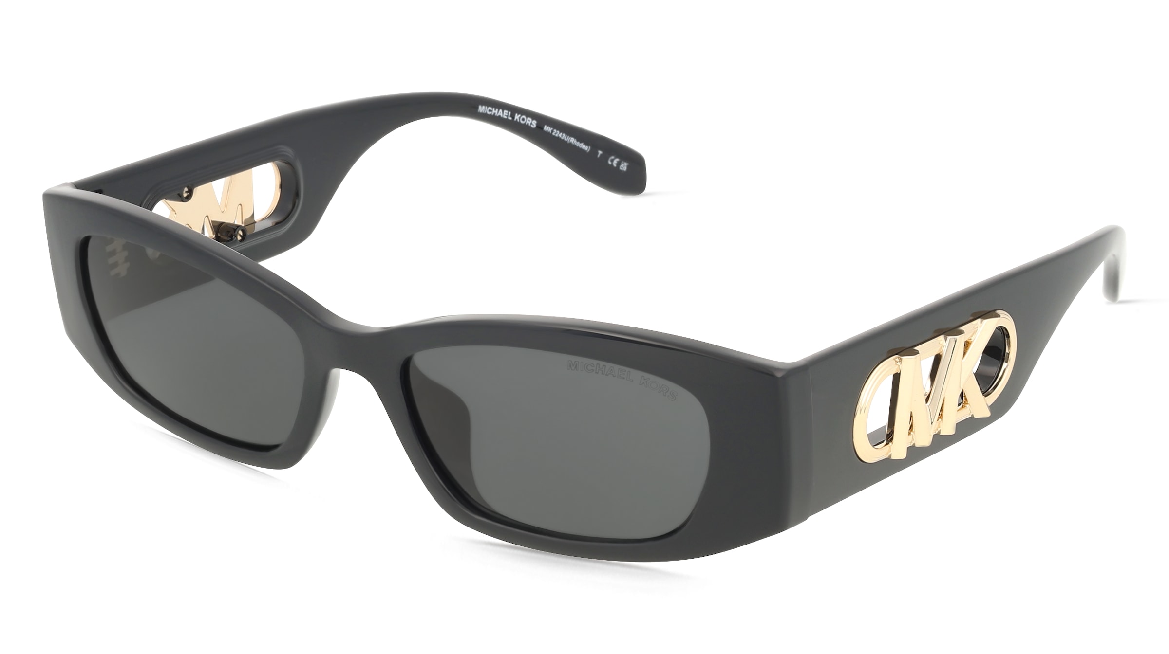 Michael Kors MK2243U Damen-Sonnenbrille Vollrand Geometrisch Kunststoff-Gestell, Schwarz