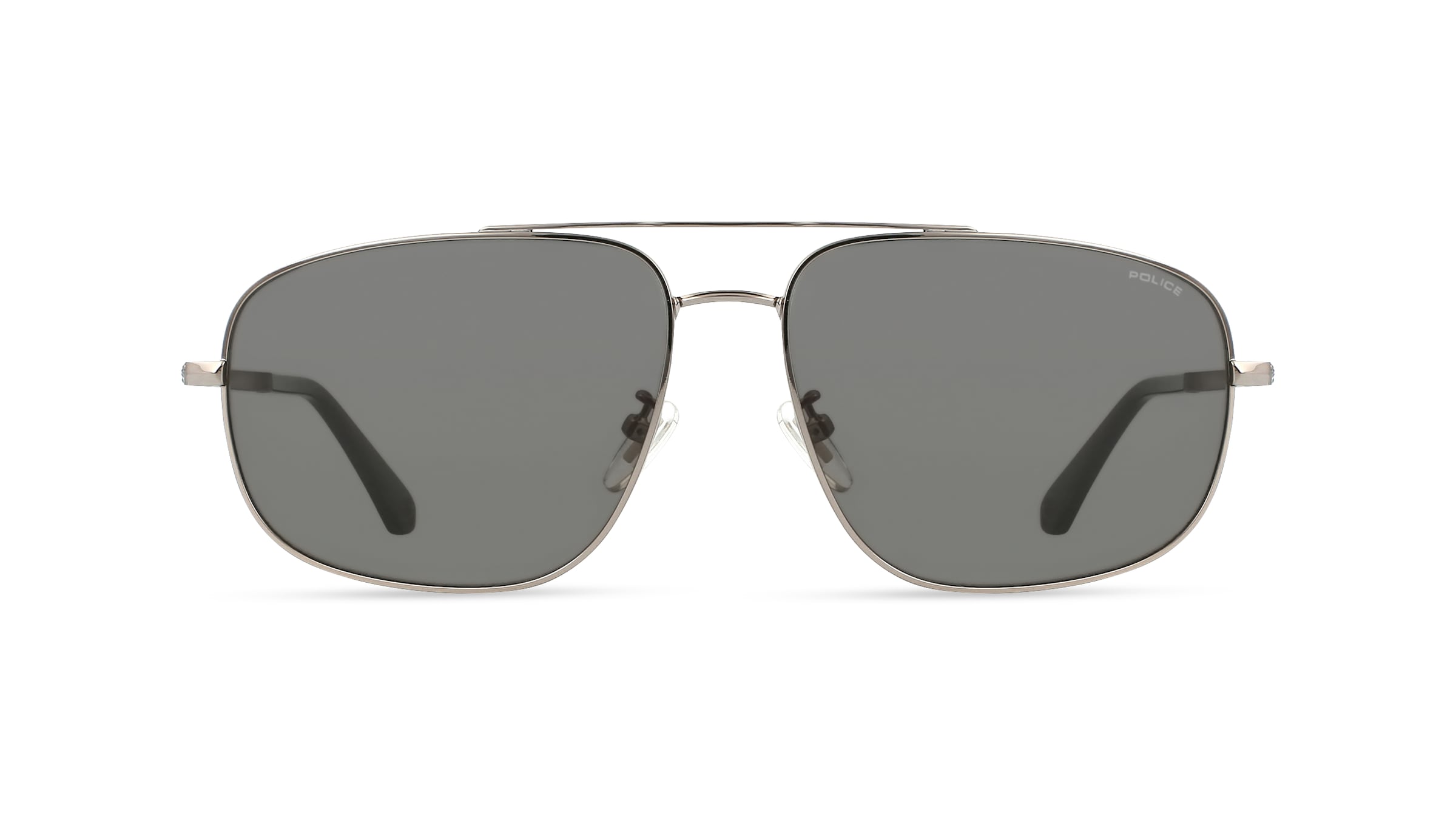 Police POISPLE04 Herren-Sonnenbrille Vollrand Eckig Metall-Gestell, grau