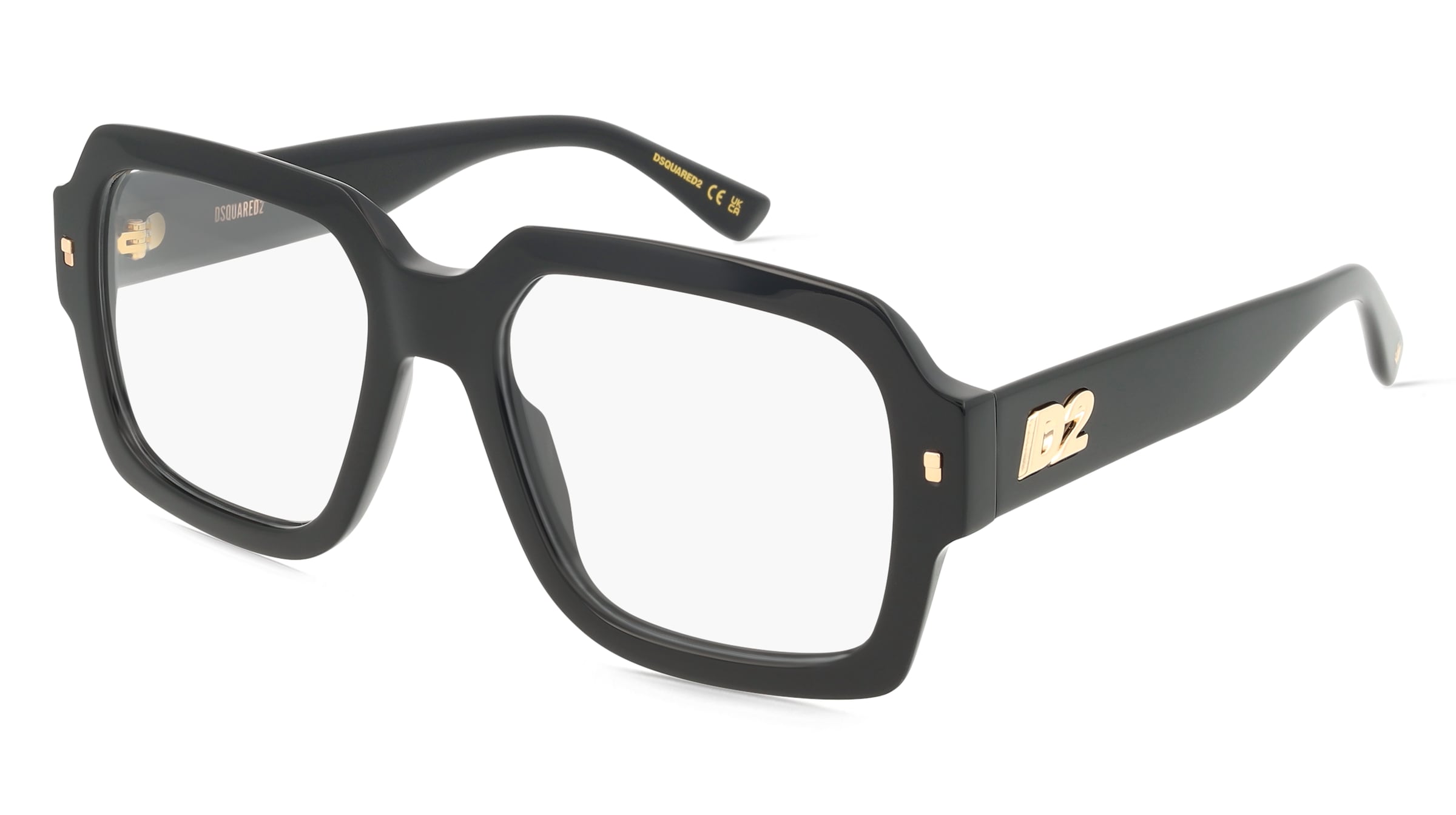 Dsquared2 D2 0148 Herren-Brille inkl. Gläser Vollrand Quadratisch Acetat-Gestell 54/19/145, Schwarz