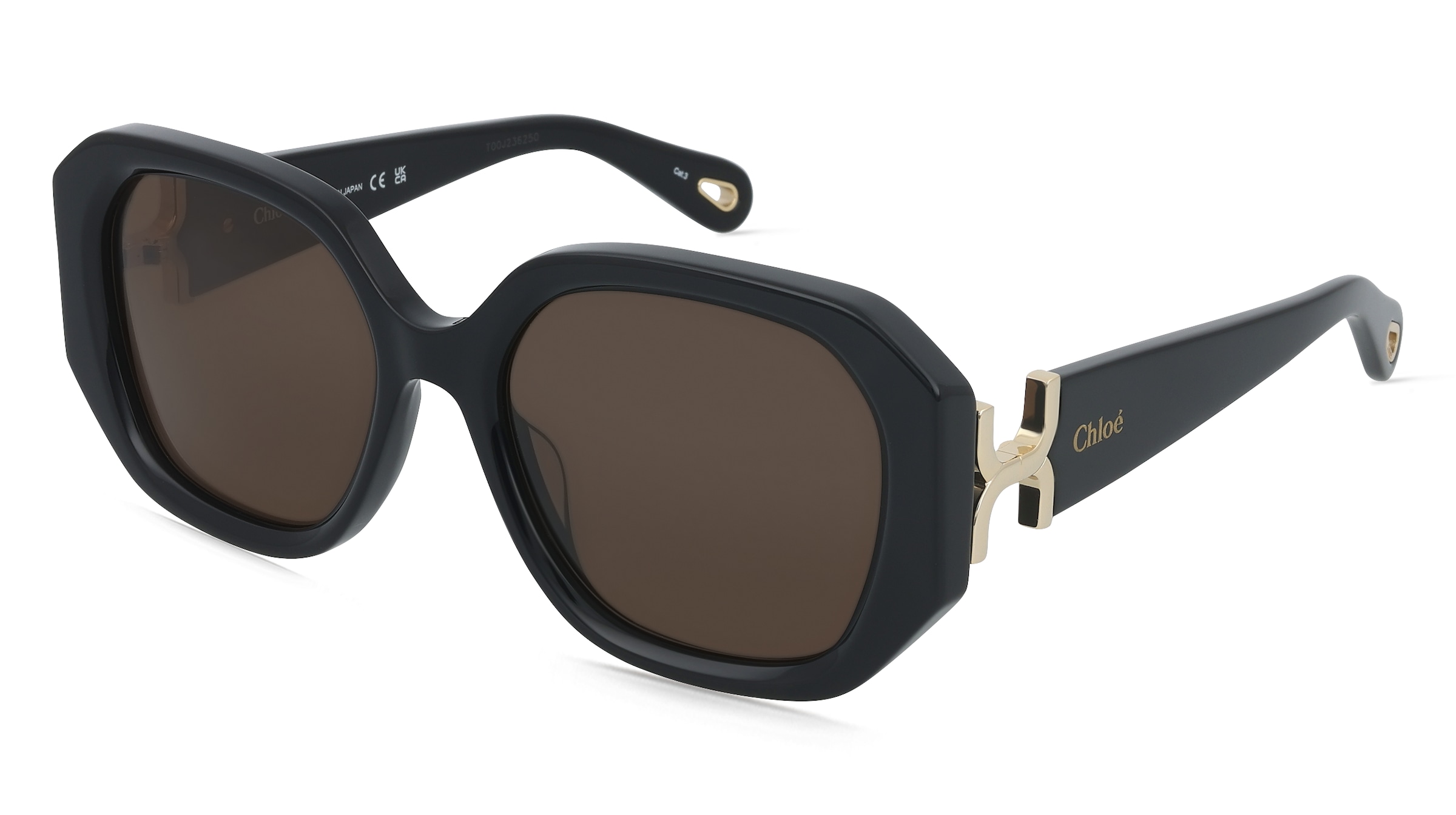 Chloé CH0236S Damen-Sonnenbrille Vollrand Eckig Acetat-Gestell, Schwarz