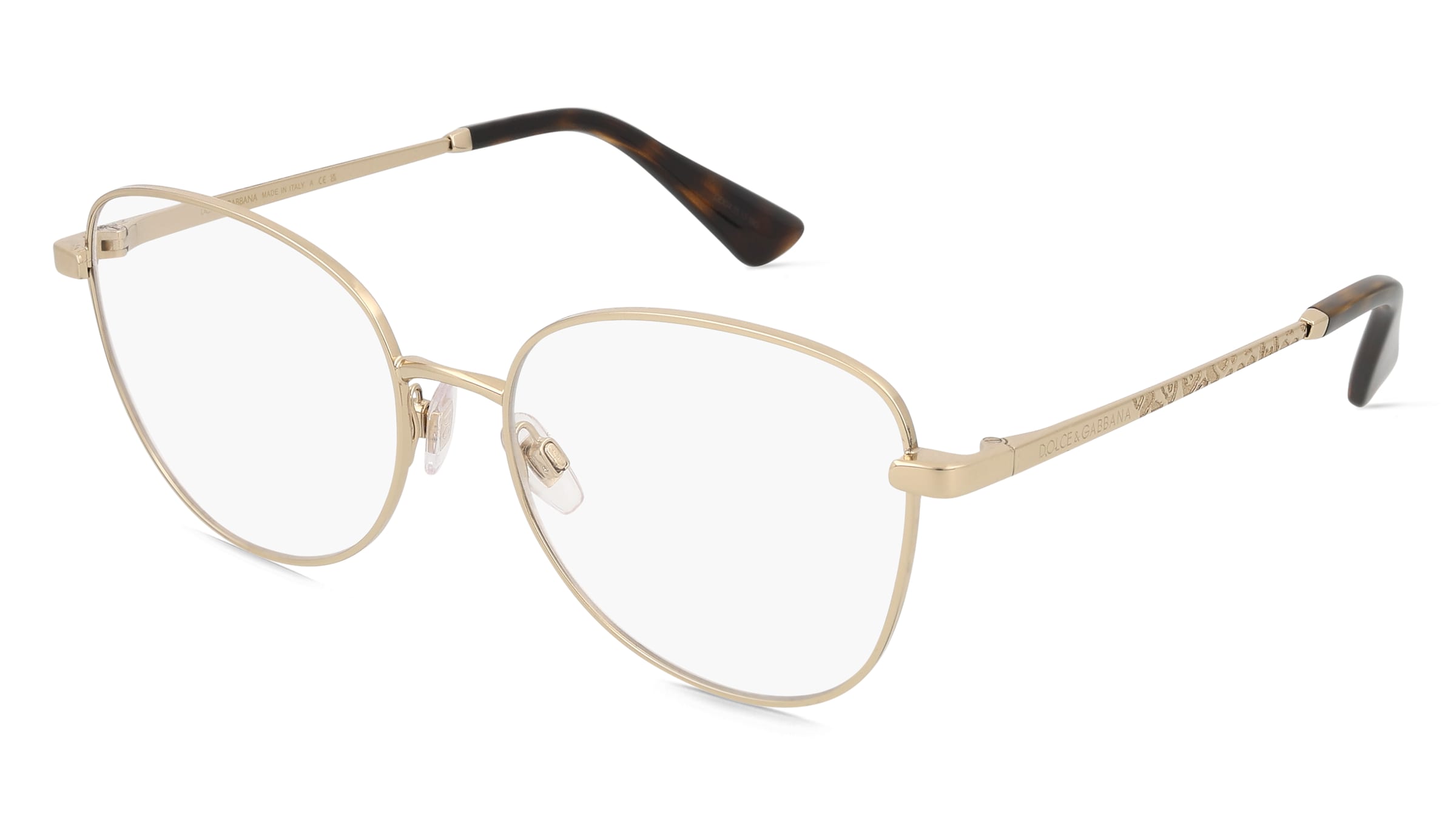 Dolce&amp;Gabbana 0DG1355 Damen-Brille inkl. Gläser Vollrand Butterfly Edelstahl-Gestell 55/17/145, Gold