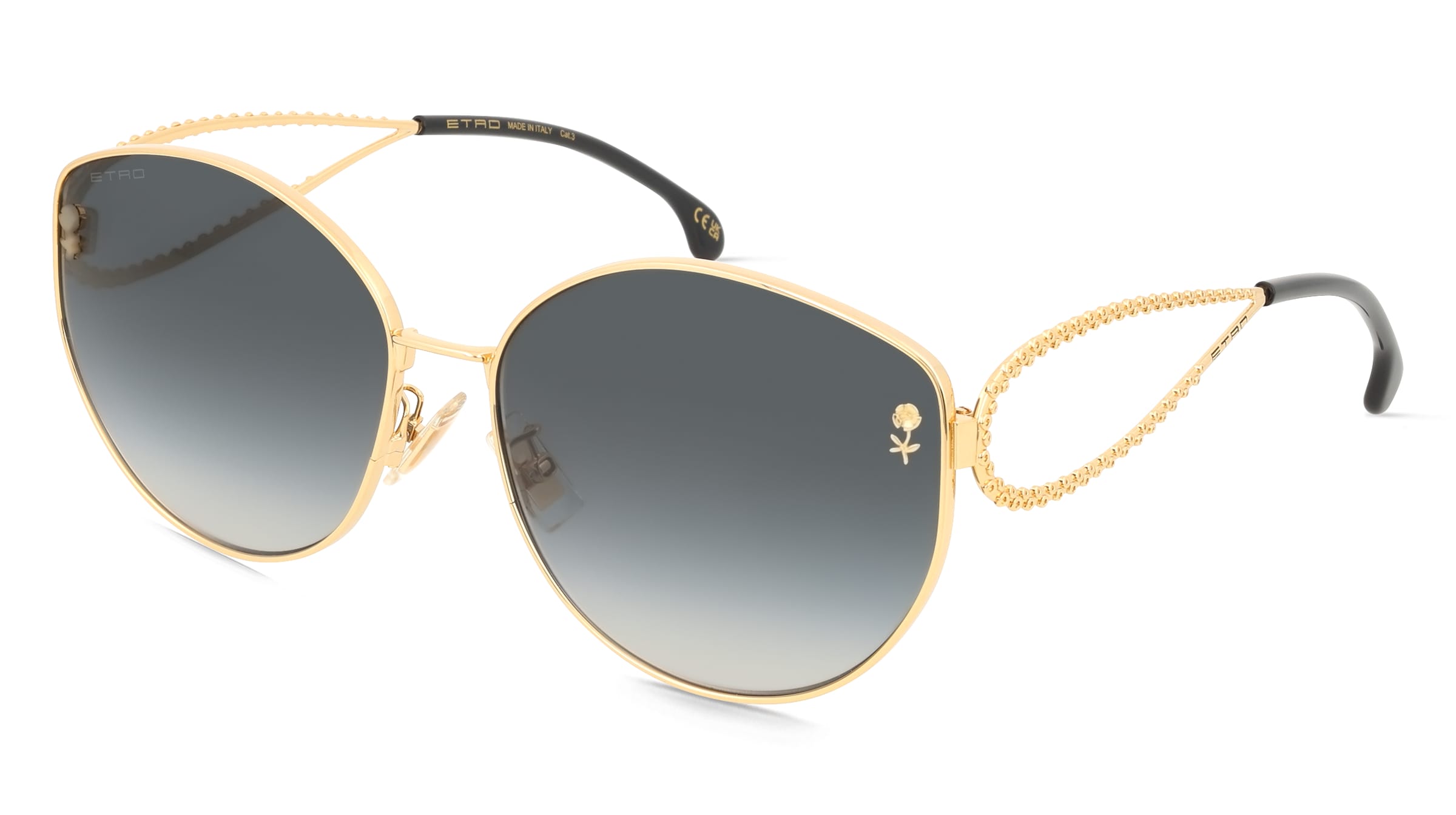 Etro 0072/F/S Damen-Sonnenbrille Vollrand Cat Eye Metall-Gestell, Gold