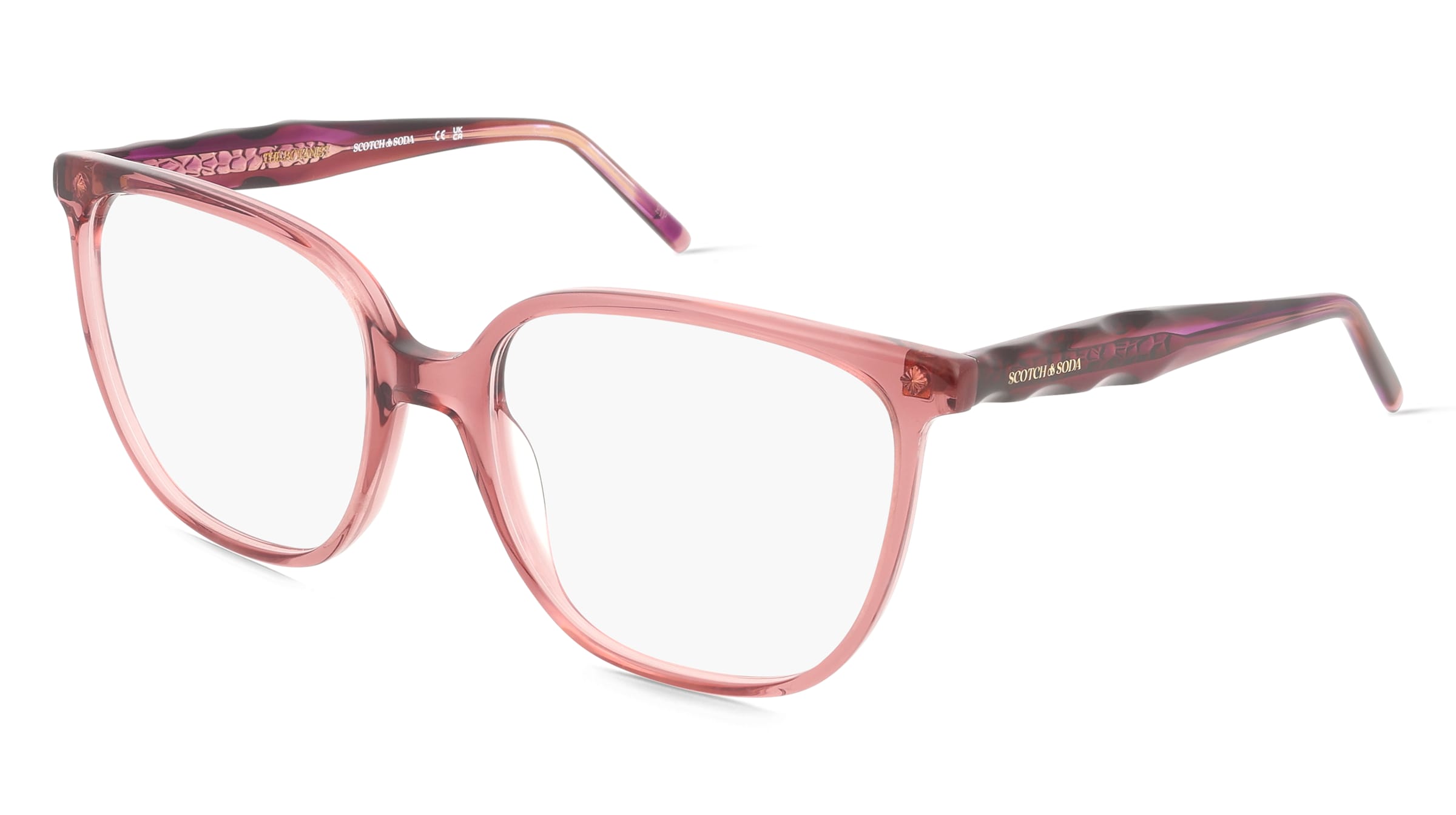 Scotch &amp; Soda 3041 Damen-Brille inkl. Gläser Vollrand Butterfly Acetat-Gestell 56/18/140, Pink