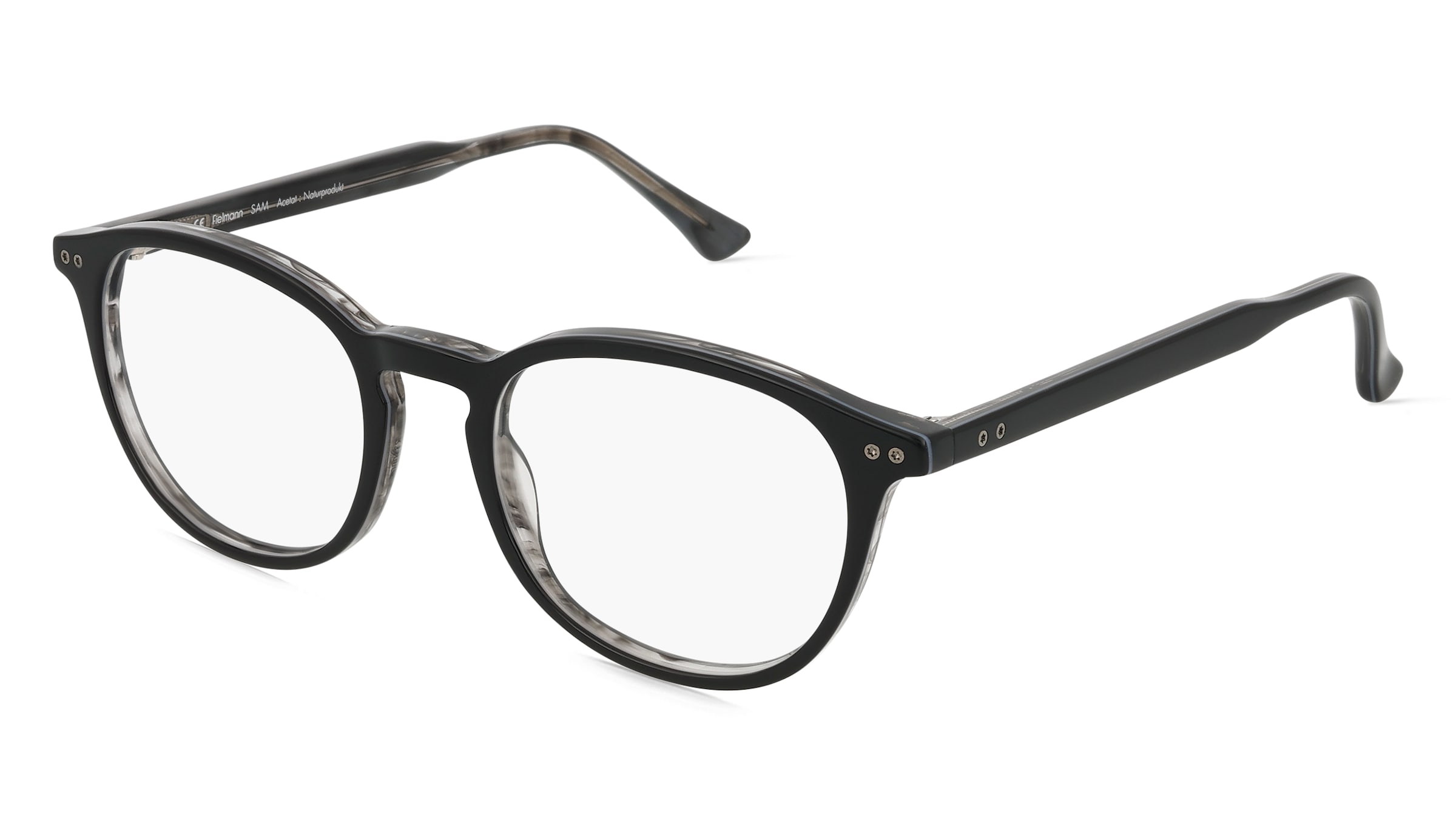 Fielmann LN 051 CL SAM Unisex-Brille inkl. Gläser Vollrand Panto Acetat-Gestell 49mm/19mm/145mm, schwarz