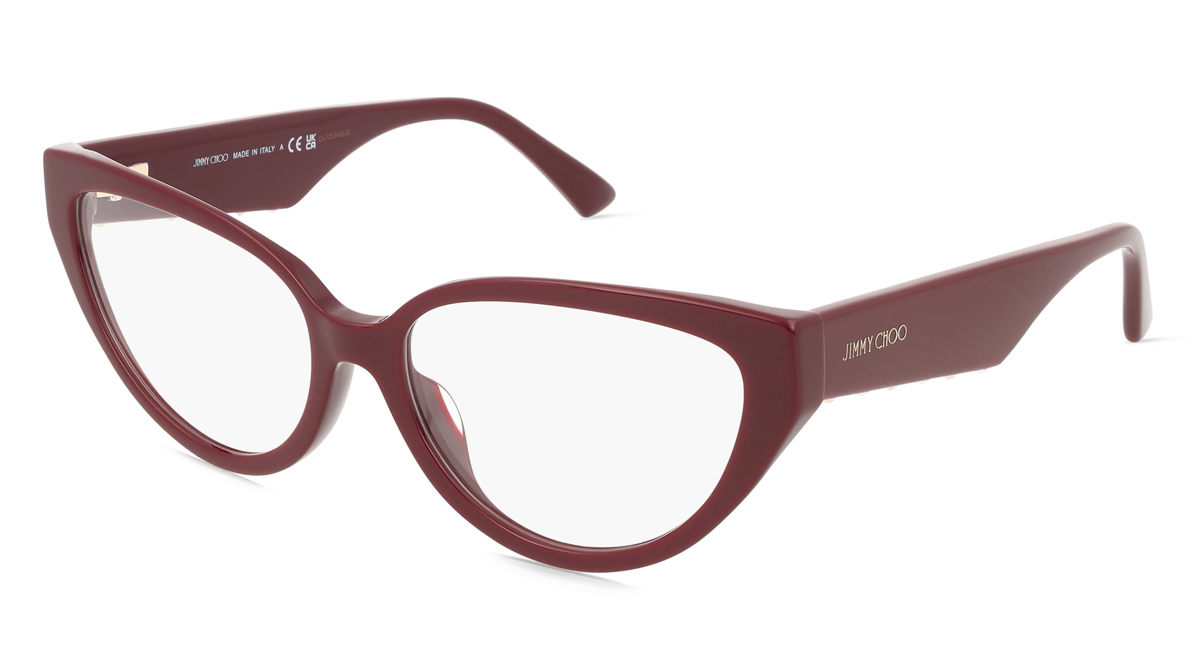 Jimmy Choo JC3023HU Damen-Brille inkl. Gläser Vollrand Cat Eye Acetat-Gestell 55/16/140, Rot