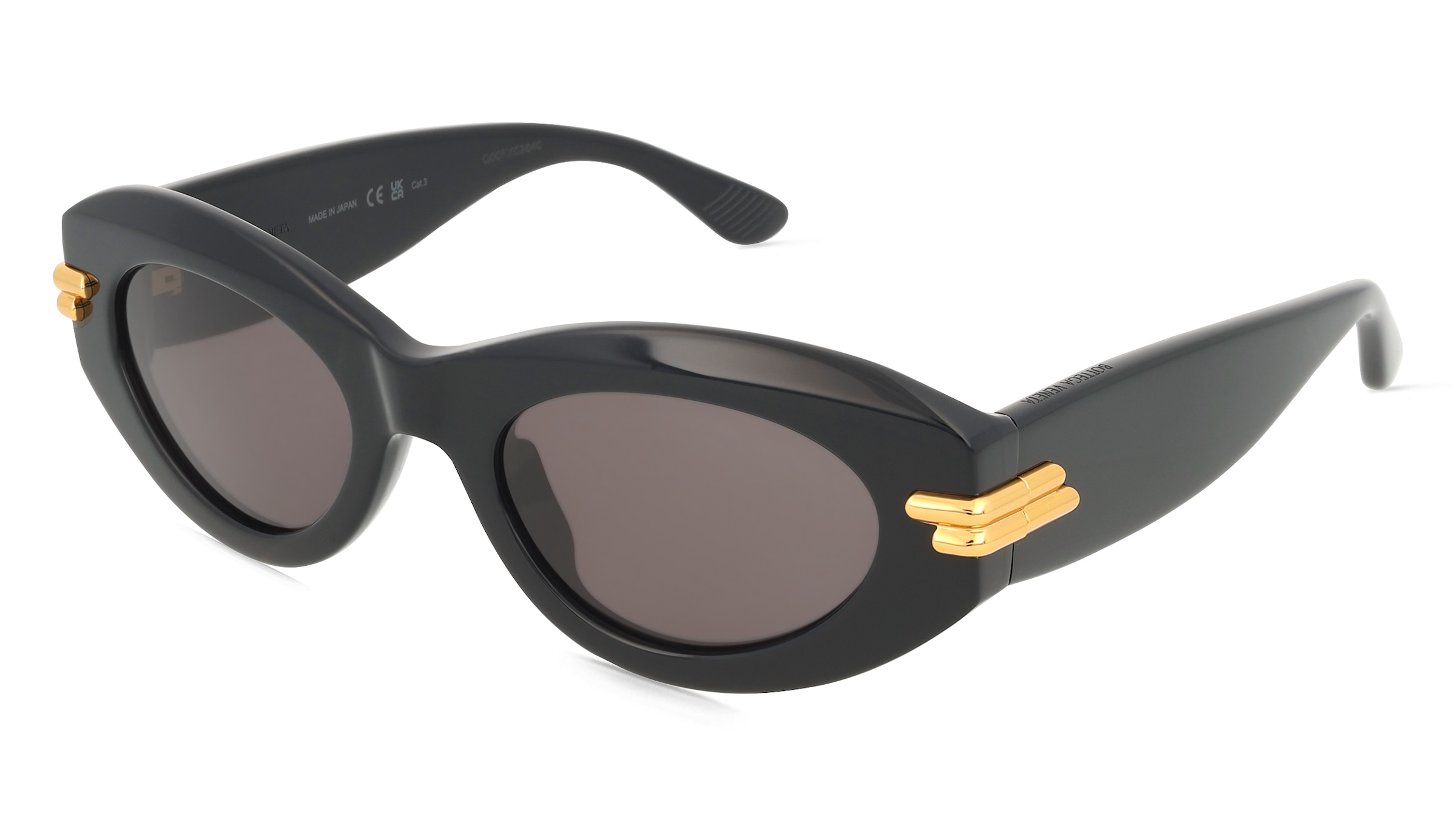 Bottega Veneta BV1322S Damen-Sonnenbrille Vollrand Oval Acetat-Gestell, Schwarz