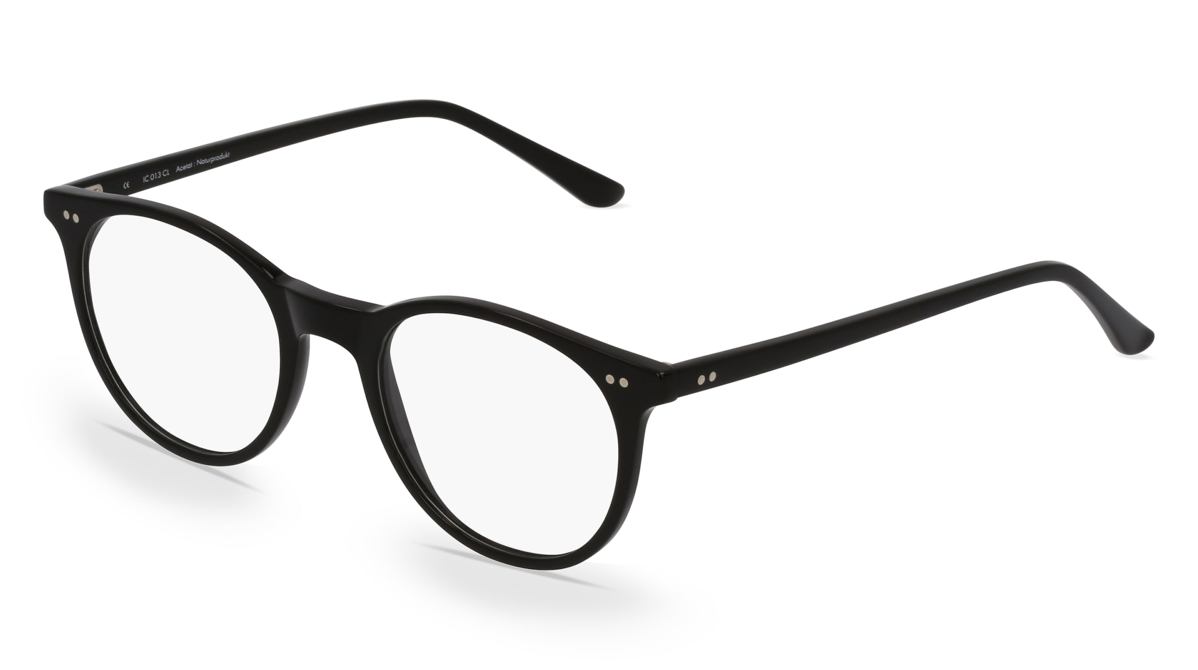 Fielmann IC 013 CL Herren-Brille inkl. Gläser Vollrand Rund Acetat-Gestell 48mm/20mm/145mm, schwarz