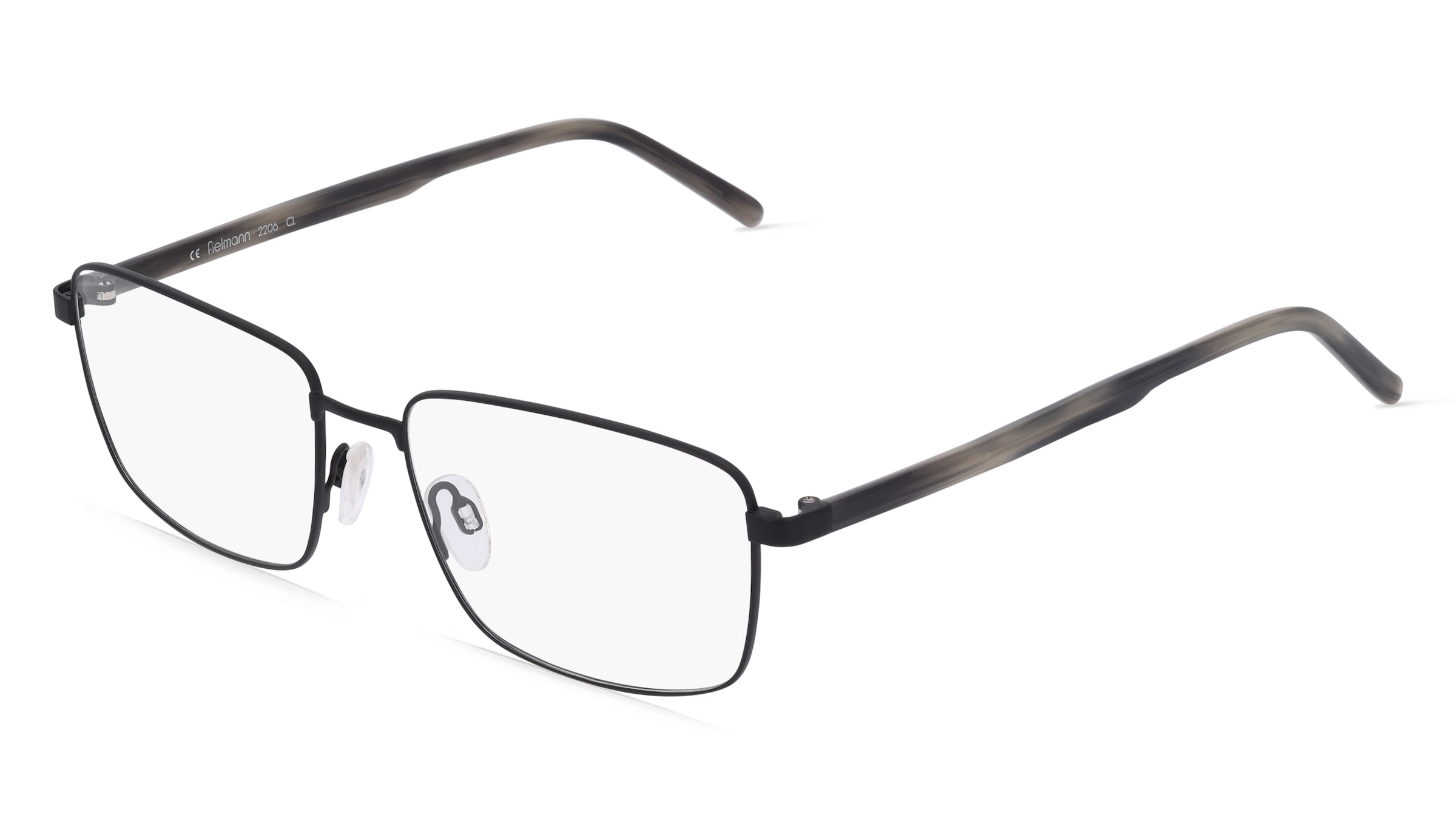 Fielmann 2206 CL Unisex-Brille inkl. Gläser Vollrand Quadratisch Metall-Gestell 56/17/150, Schwarz