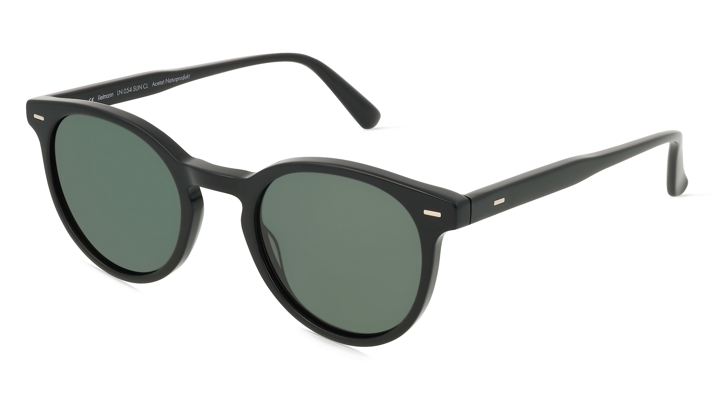 Fielmann LN 054 SUN CL Unisex-Sonnenbrille Vollrand Rund Acetat Extrudiert-Gestell, Schwarz