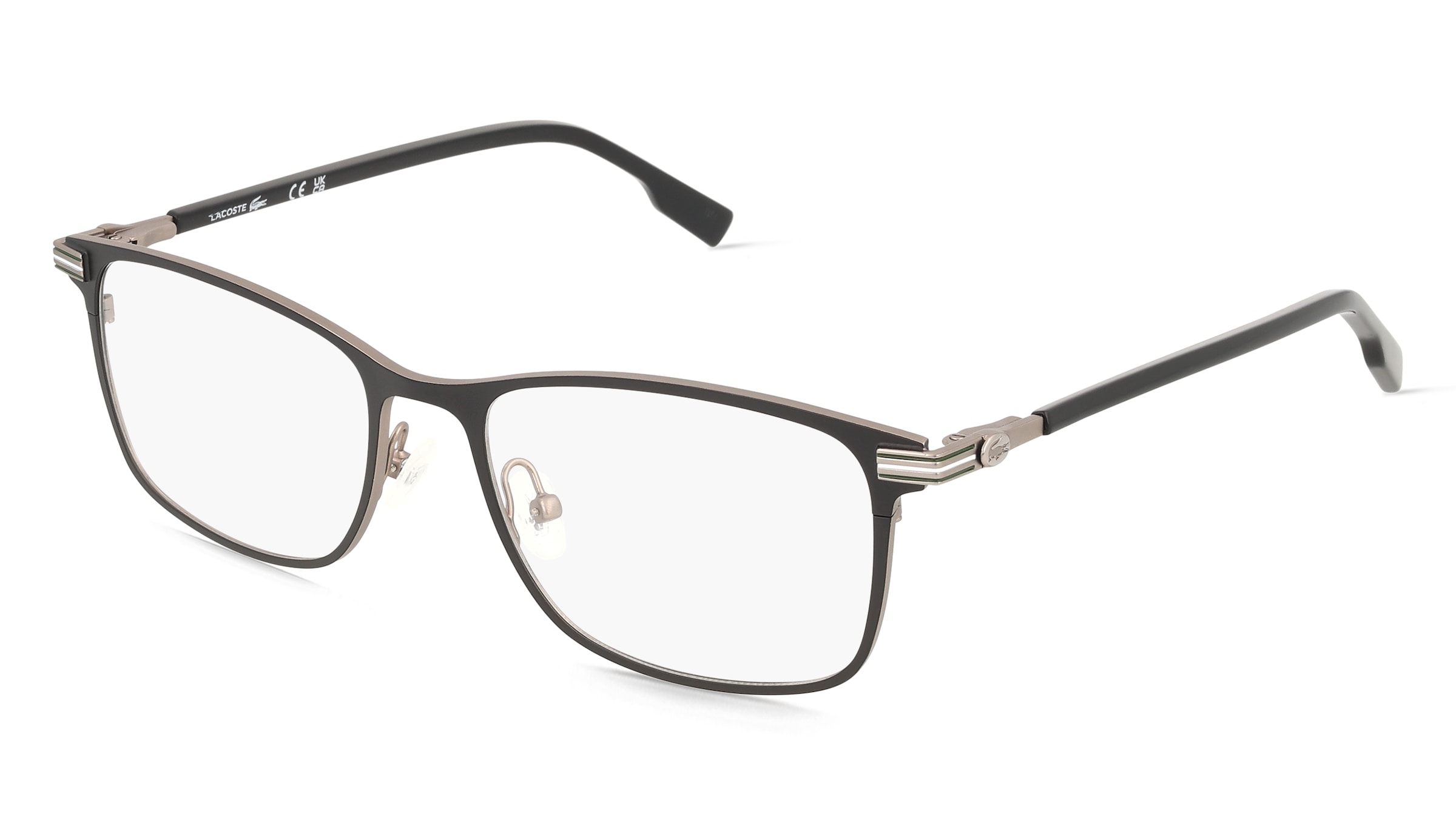 Lacoste L2300 Unisex-Brille inkl. Gläser Vollrand Quadratisch Metall-Gestell 54/18/145, Schwarz