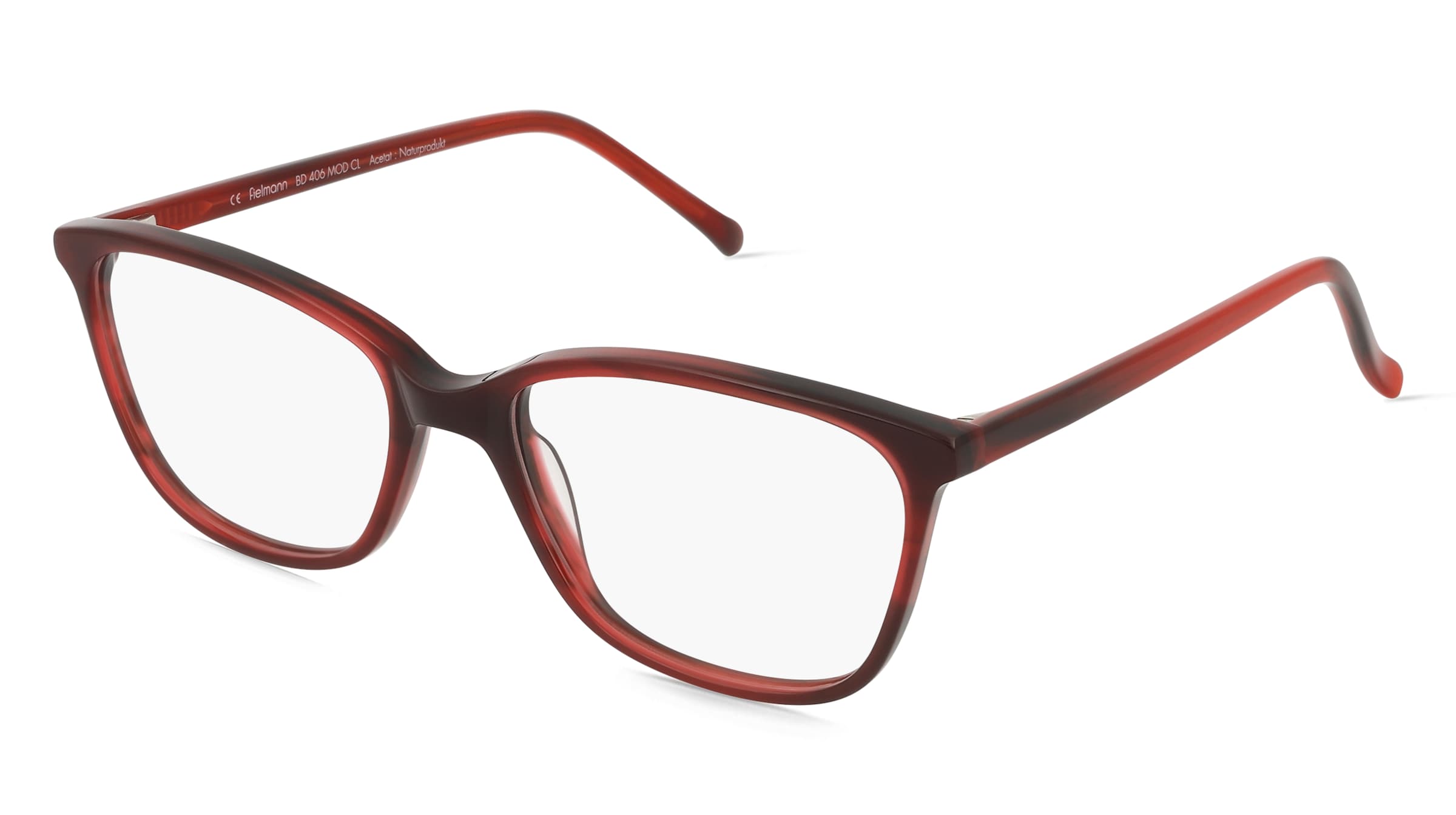 Fielmann BD 406 CL Damen-Brille inkl. Gläser Vollrand Quadratisch Acetat-Gestell 53/17/130, Rot