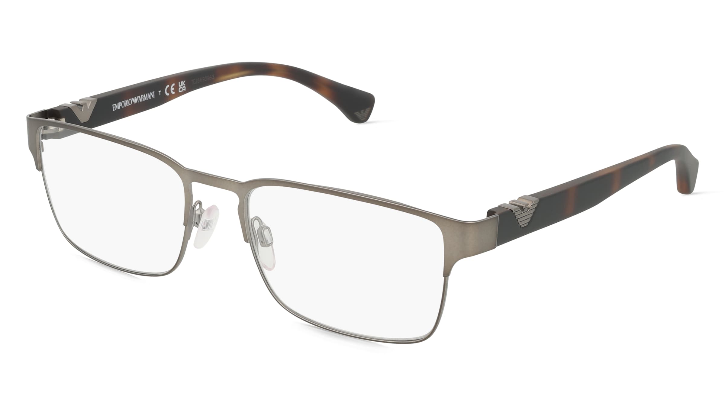 Emporio Armani EA1027 Herren-Brille inkl. Gläser Vollrand Quadratisch Metall-Gestell 55/18/140, Grau