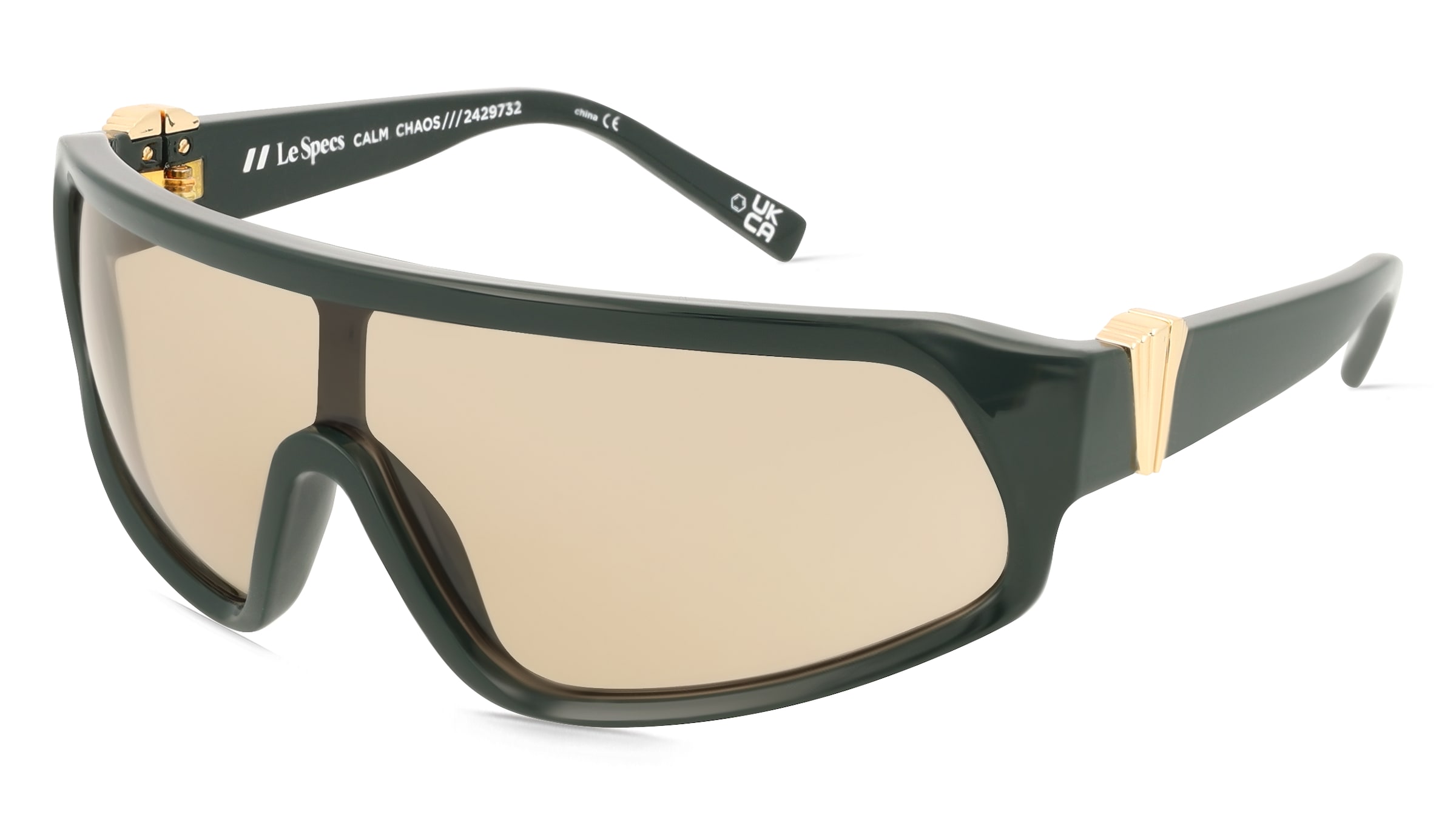 Le Specs CALM CHAOS Unisex-Sonnenbrille Vollrand Monoscheibe Kunststoff-Gestell, Grün